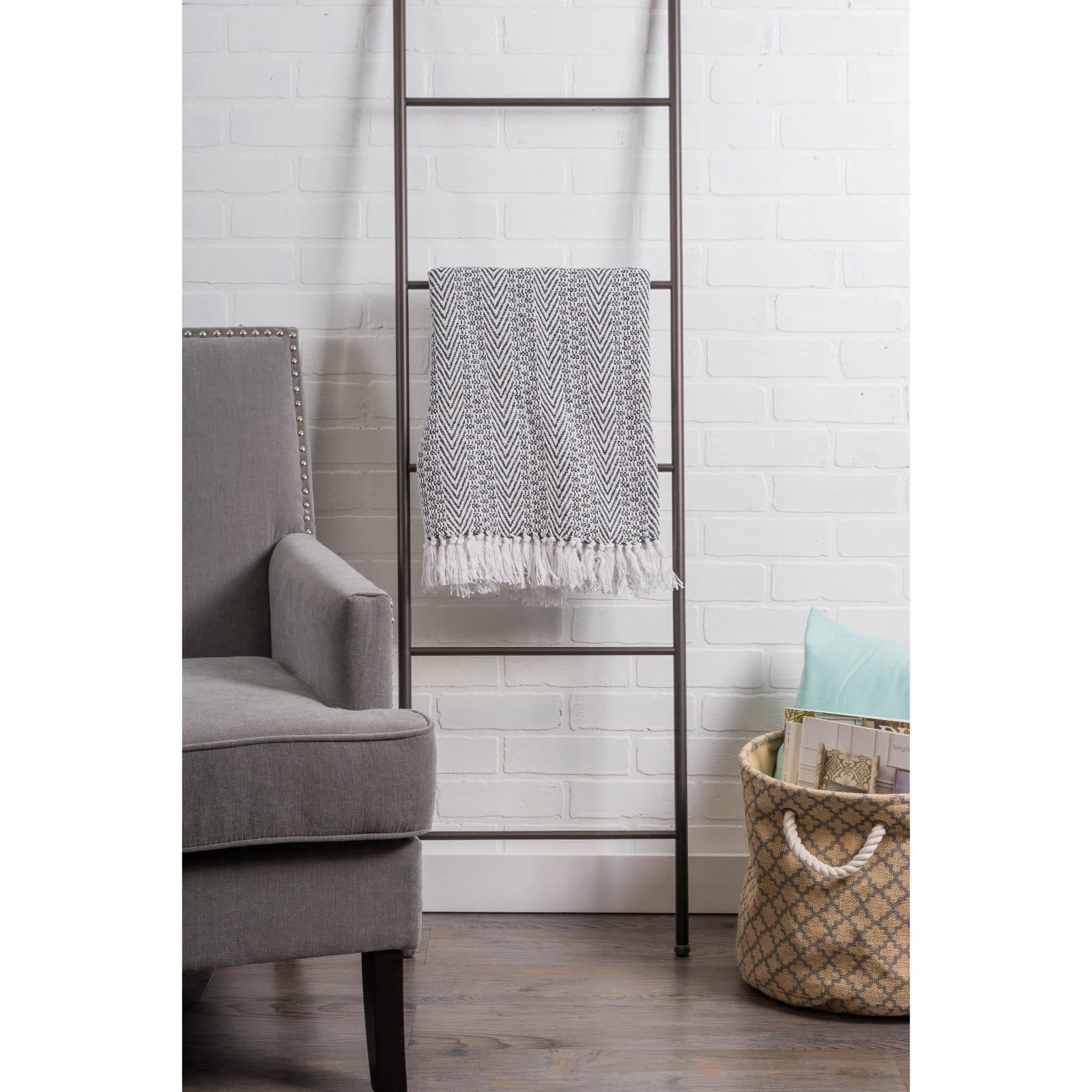 DII&#xAE; Black Herringbone Stripe Throw