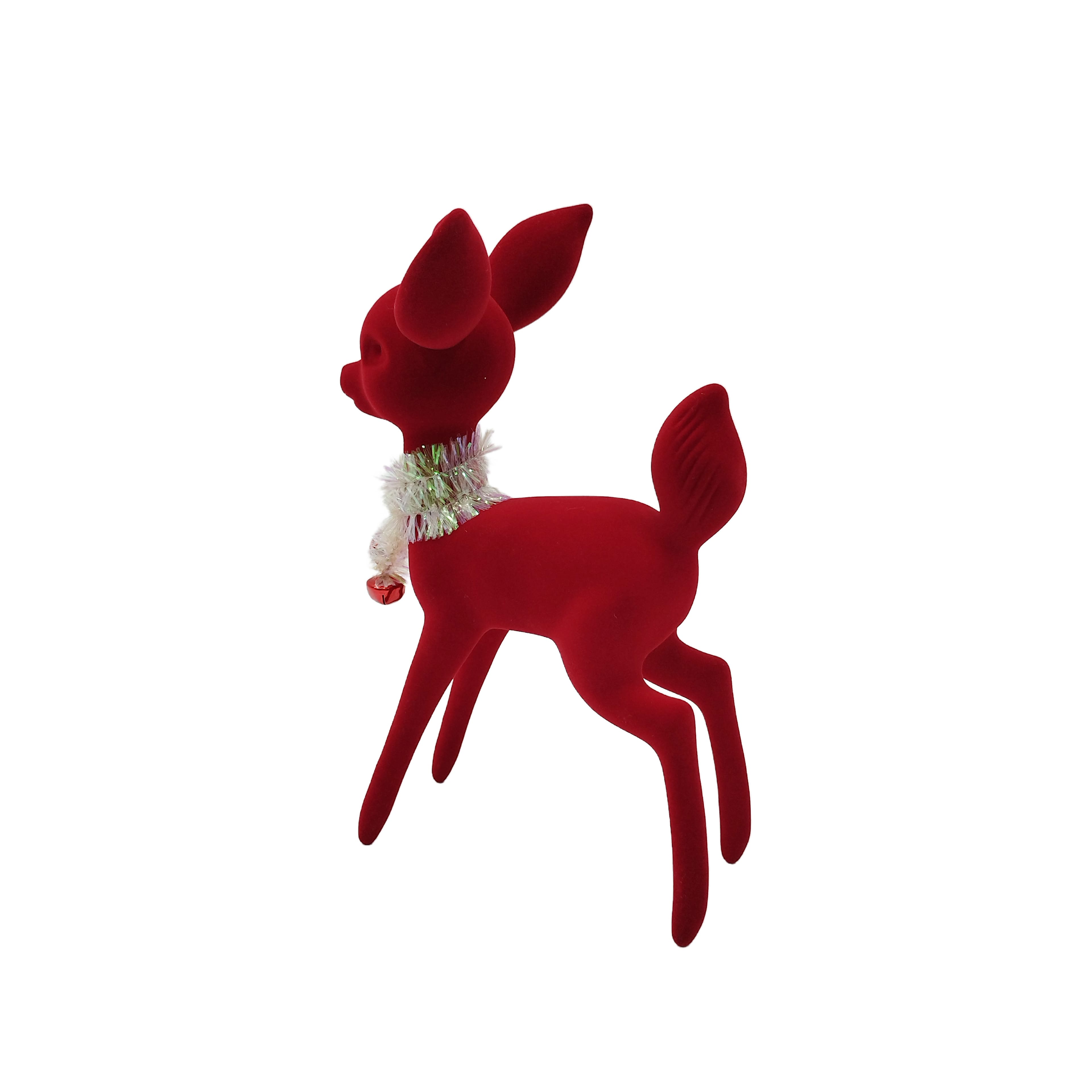 11.75&#x22; Red Flocked Deer Tabletop D&#xE9;cor by Ashland&#xAE;