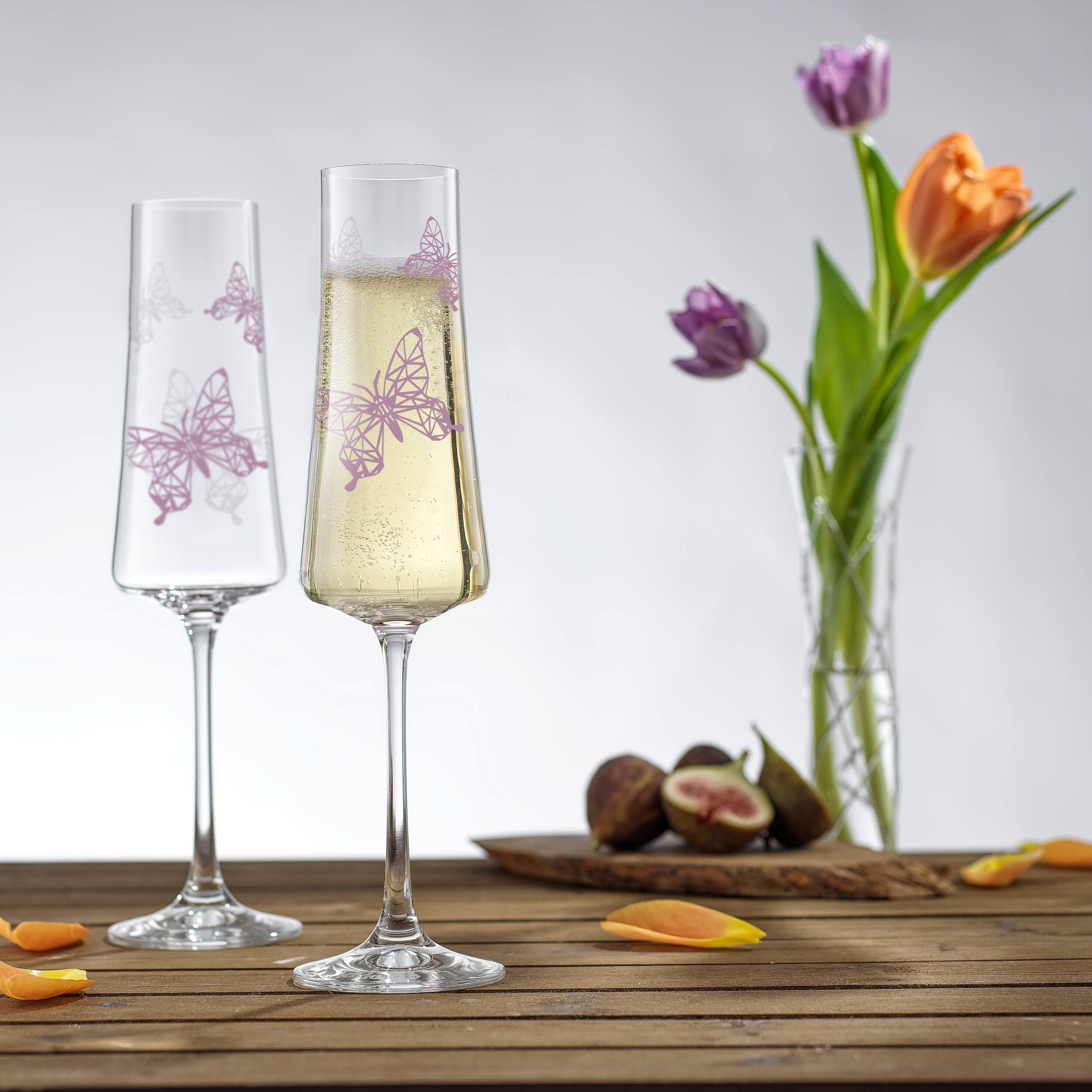 JoyJolt&#xAE; 10oz. Meadow Butterfly Crystal Champagne Flute Set, 2ct.