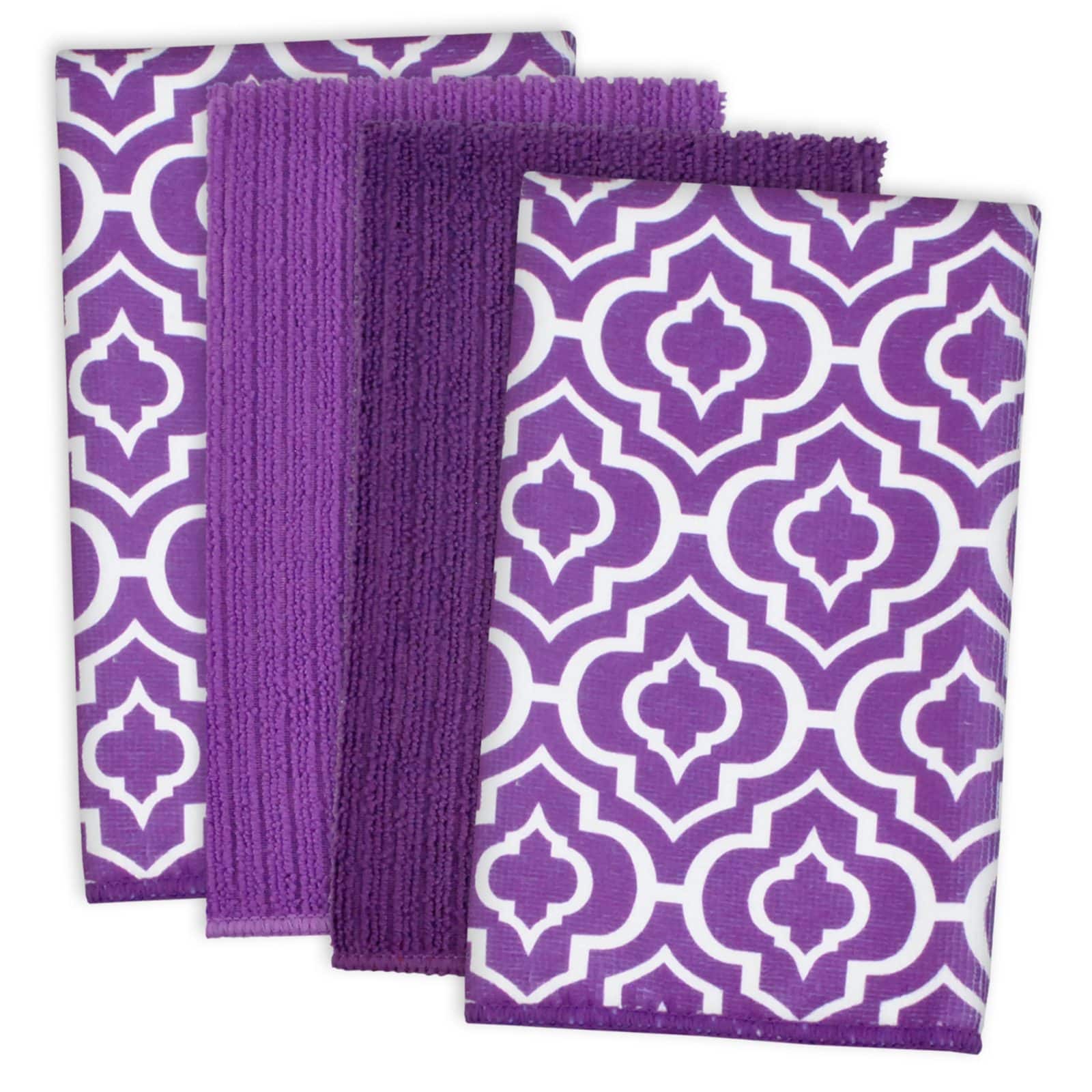 Eggplant Lattice Microfiber Dishtowel, 4ct.