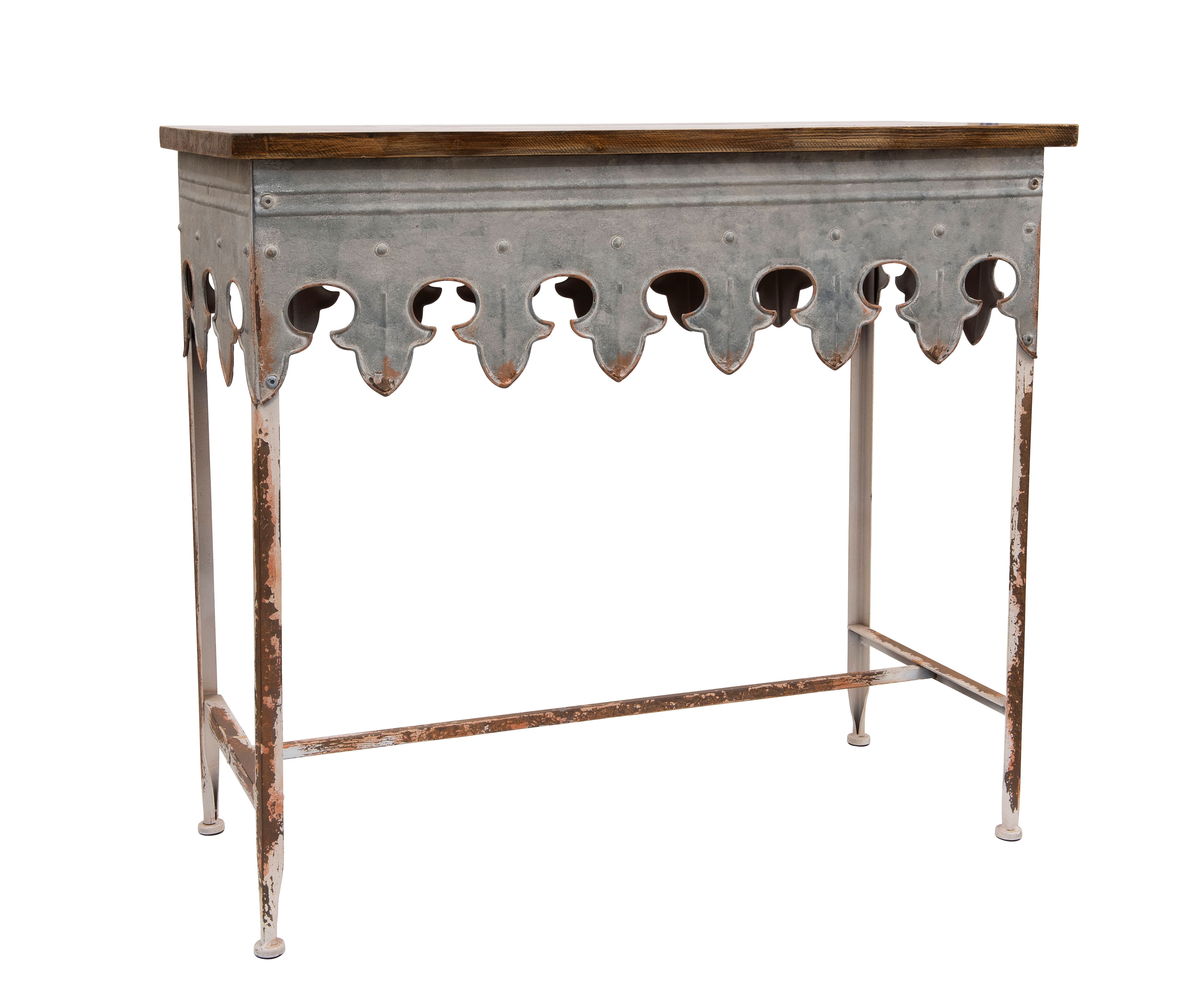 Hello Honey® 36" Rustic Farmhouse Metal Console Table with Solid Wood Top