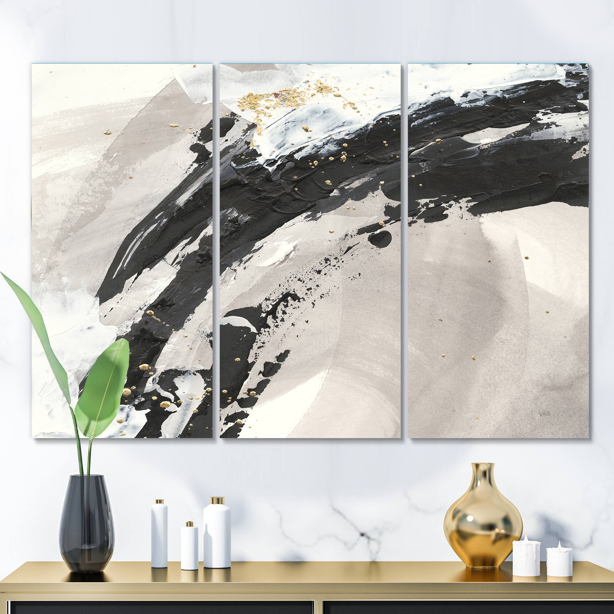 Designart - Glam Painted Arcs IV - Transitional Premium Canvas Wall Art