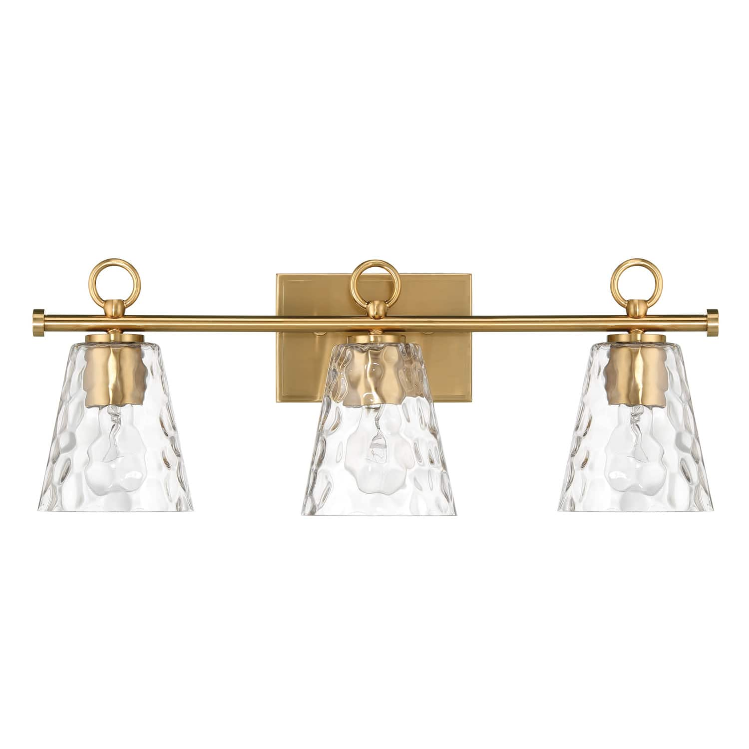 Imogen Brushed Gold Metal &#x26; Hammered Water Glass 3-Light Vanity Light