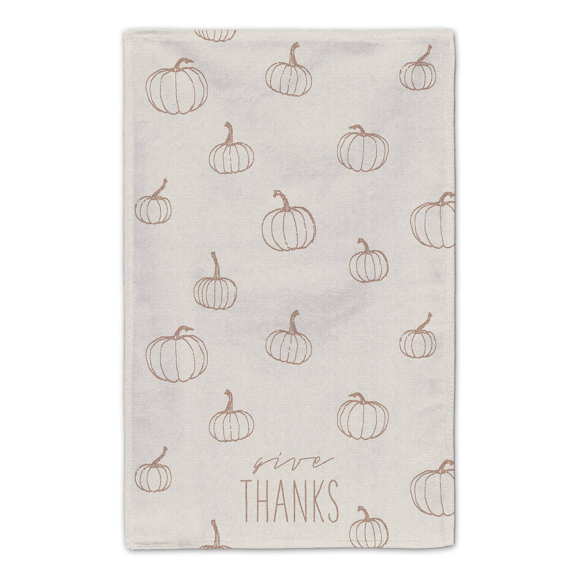 Give Thanks Orange Pumpkin Tea Towel Set