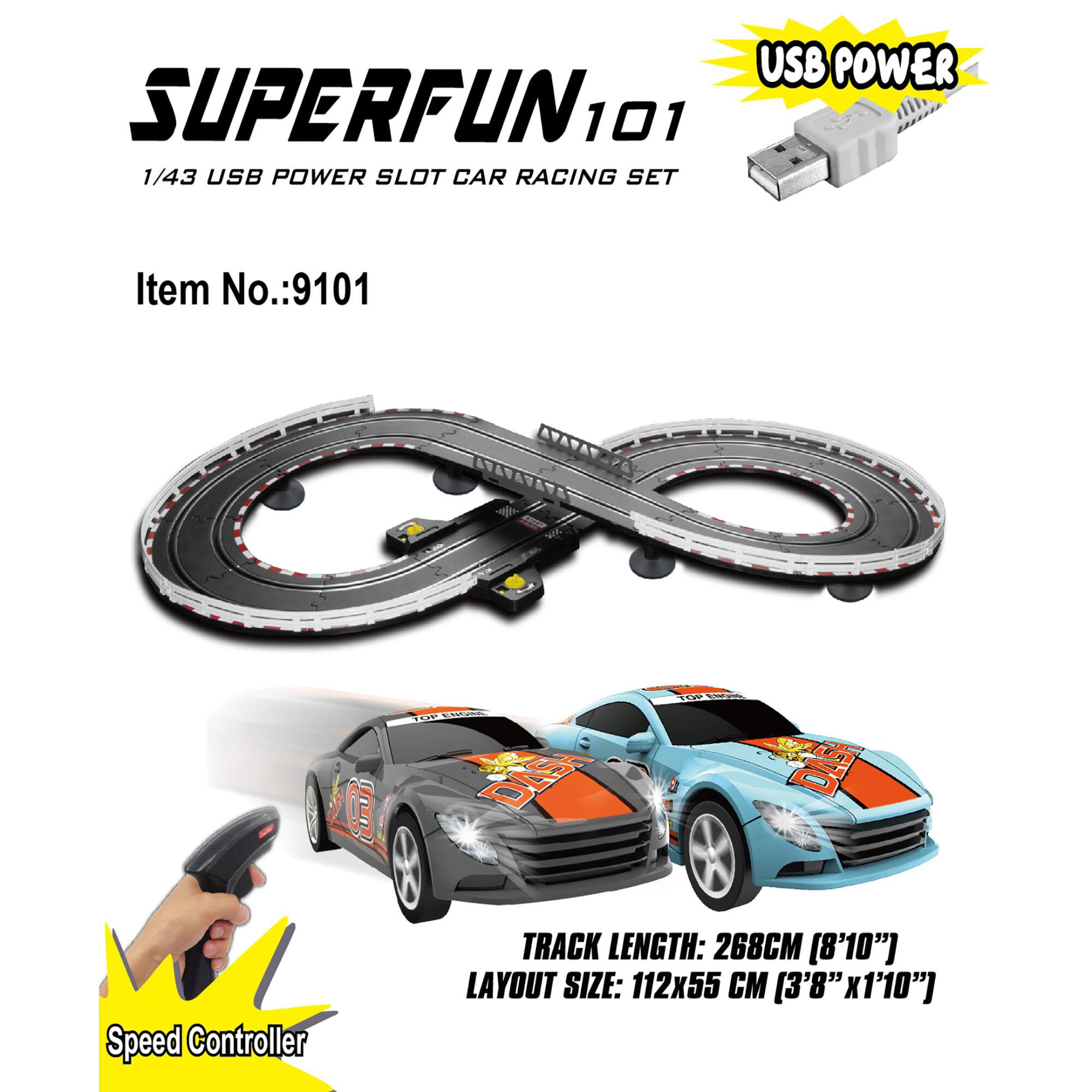 Joysway&#xAE; SuperFun 101 USB Power Slot Car Racing Set