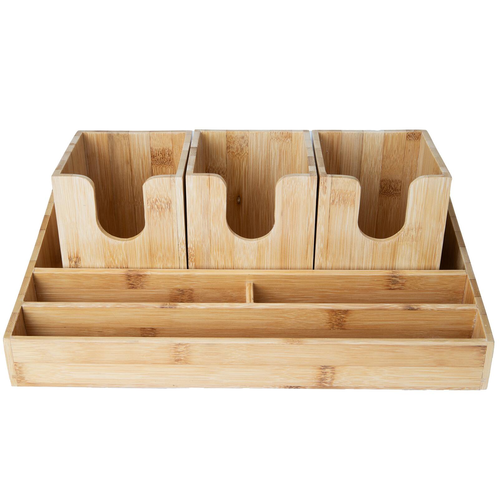 Mind Reader Bamboo 6-Compartment Breakroom Organizer