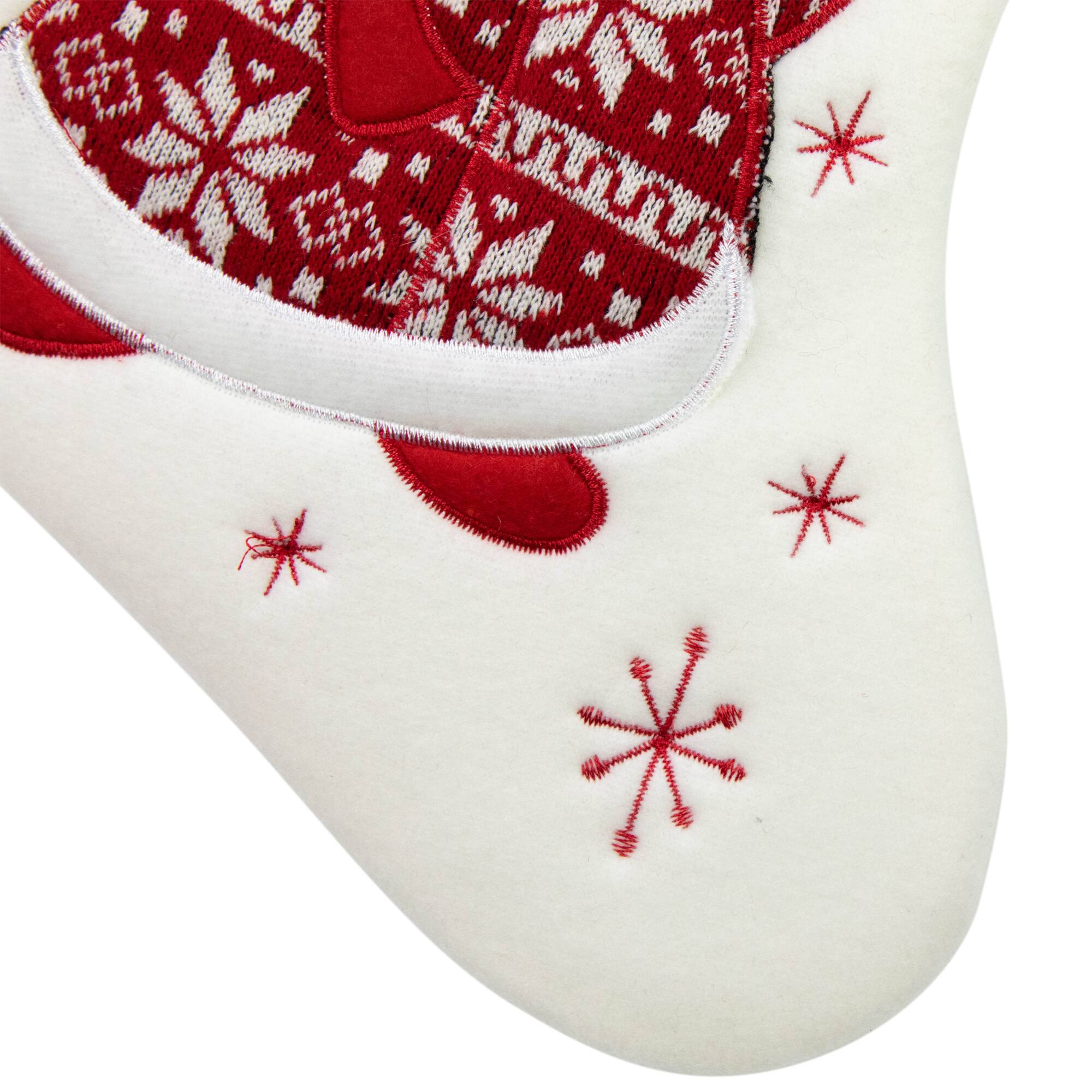 16" Red & White Welcome Snowman Embroidered Christmas Stocking