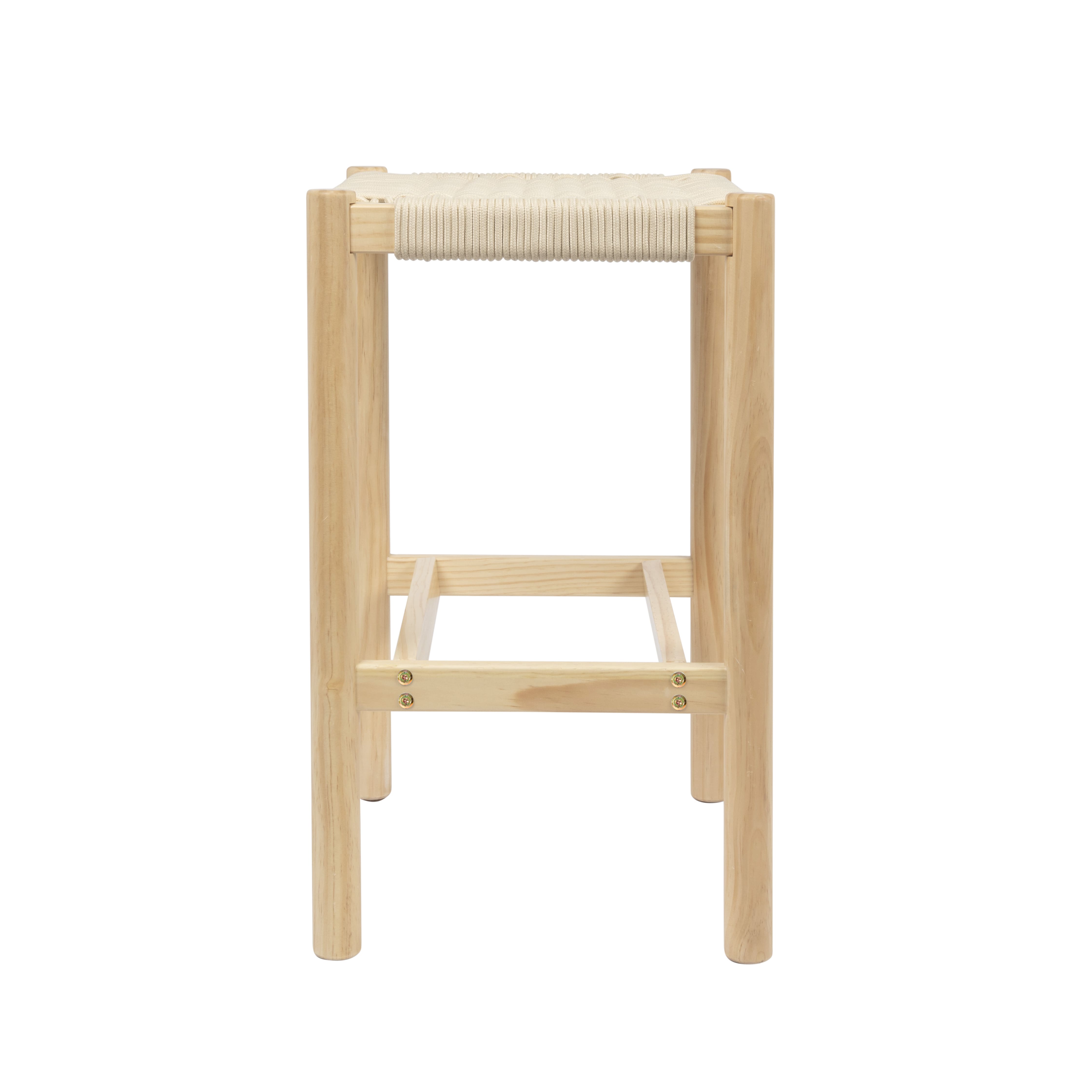 Hello Honey&#xAE; Fernway 25&#x22; Solid Wood and Woven Rope Counter Height Stool