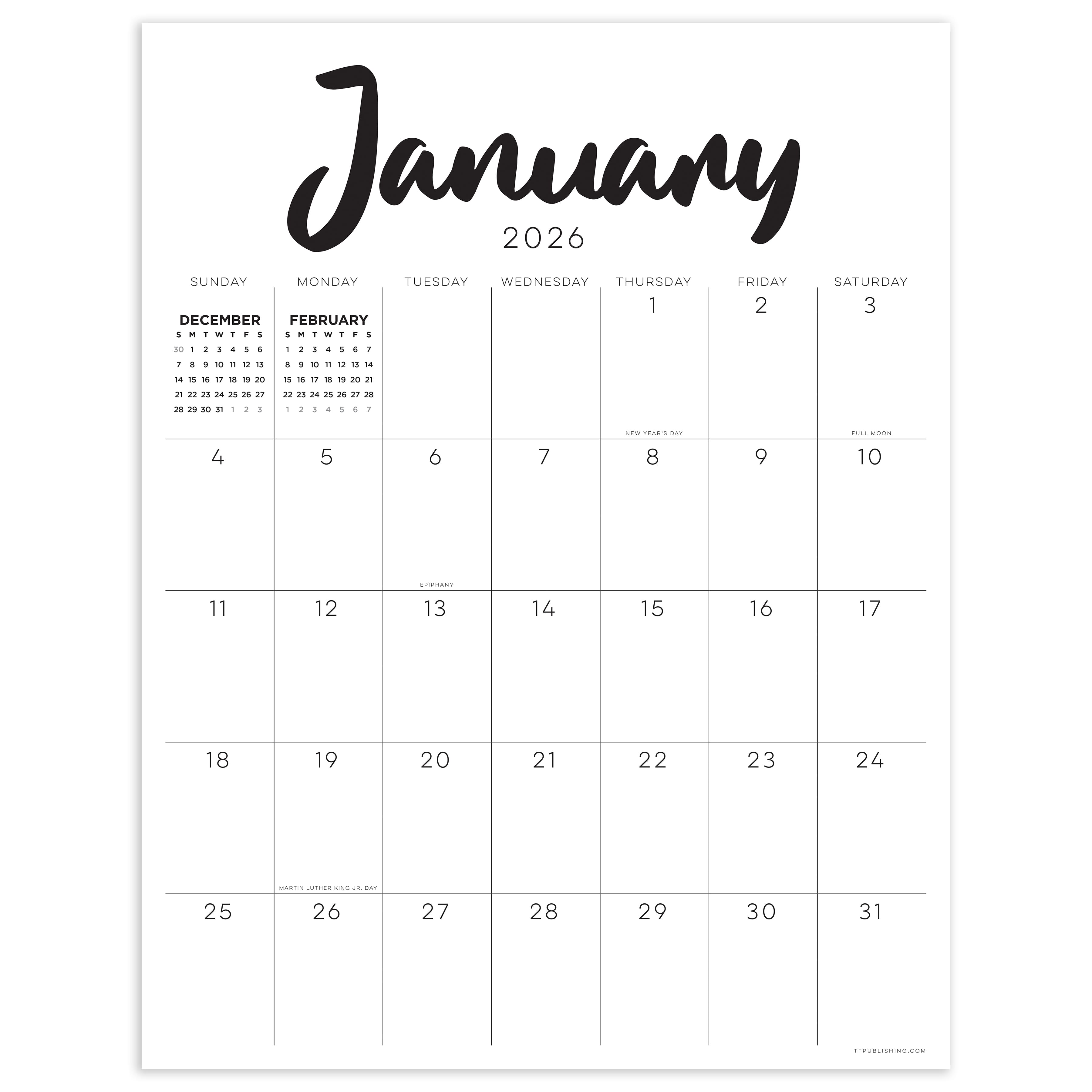 2026 Large Art Poster Wall Calendar