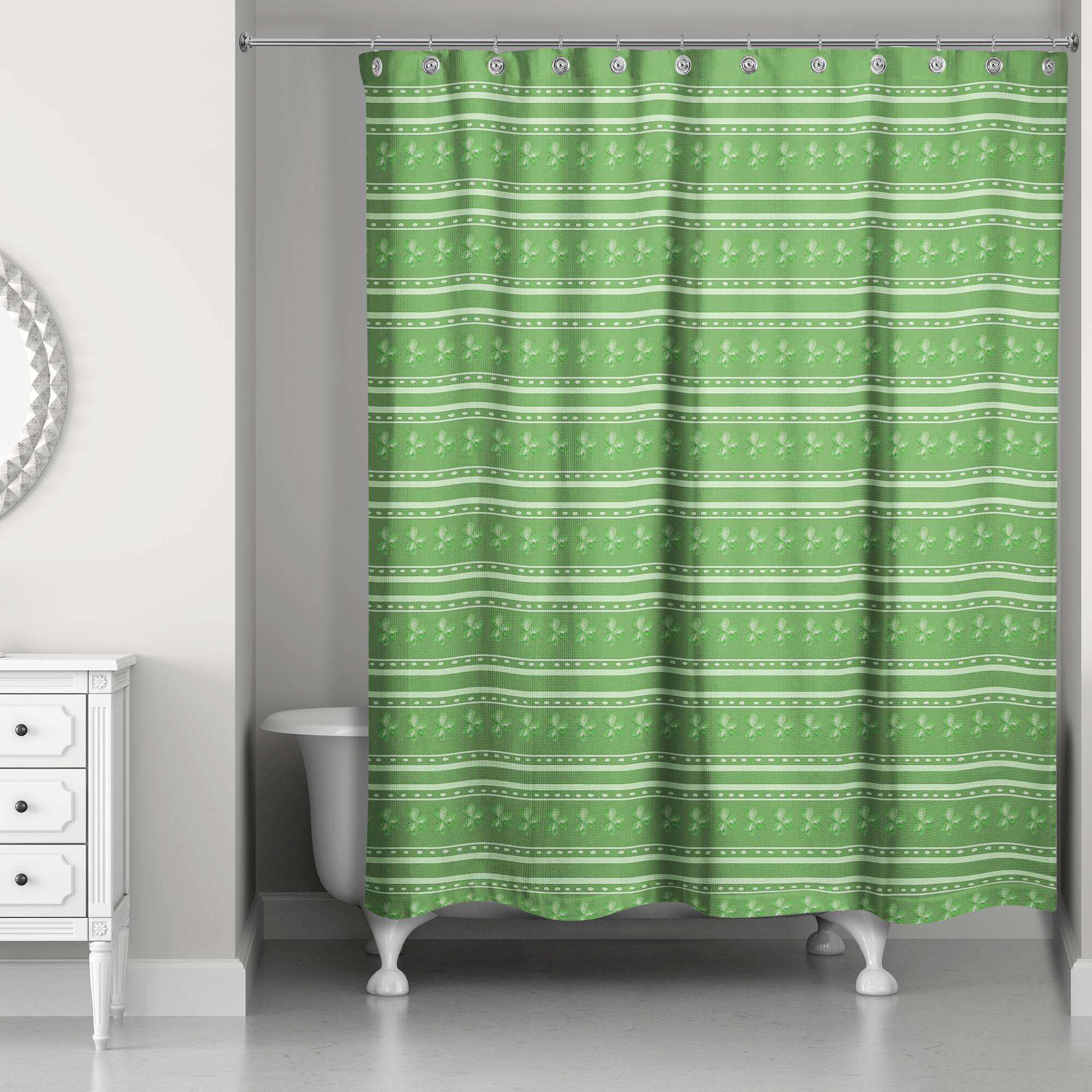 Clover Stripe 71" x 74" Shower Curtain