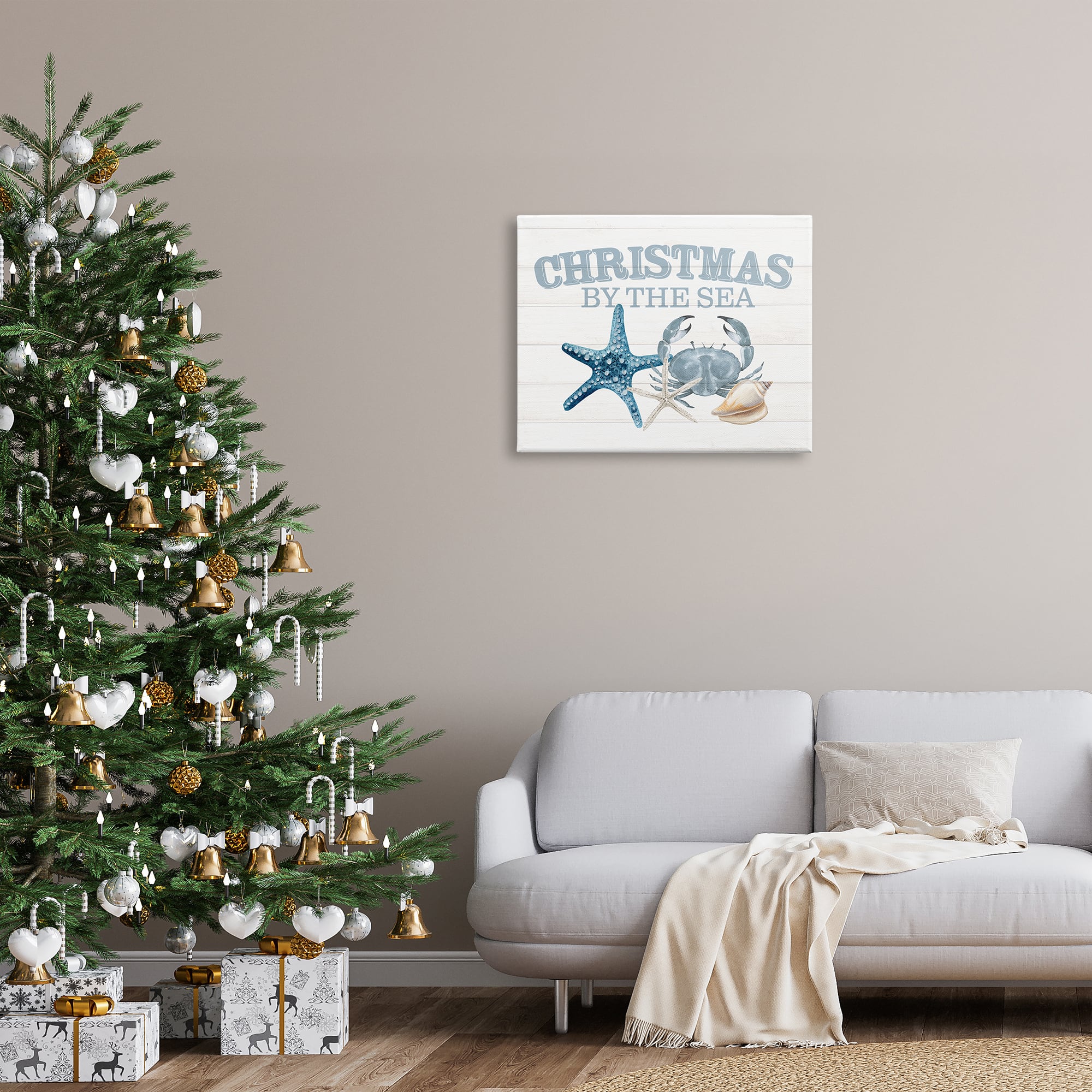 Stupell Industries Christmas By The Sea Nautical Canvas Wall Art