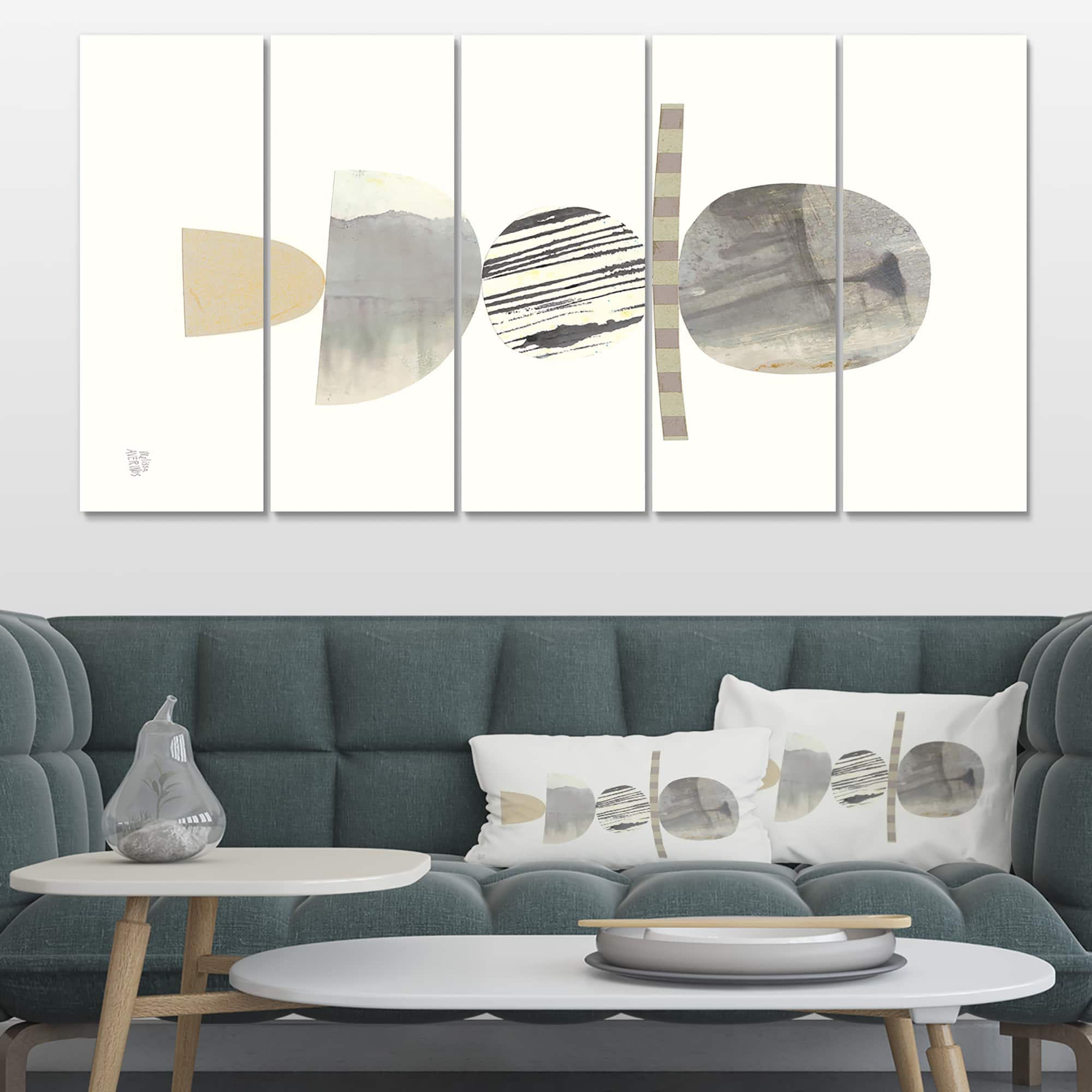 Designart - Geometric Balance Neutral I - Shabby Chic Canvas Art