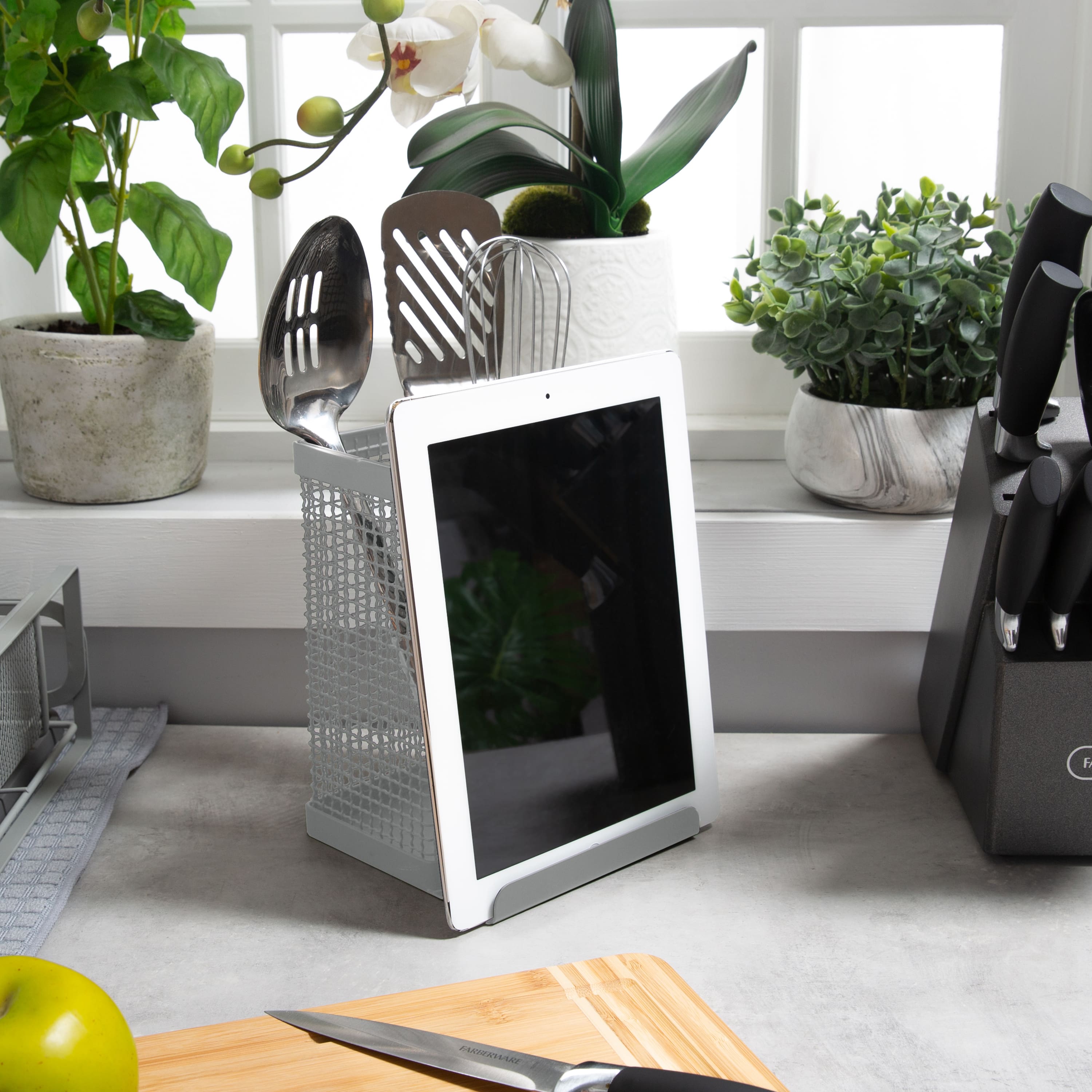 Kitchen Details Industrial Collection Gray Tablet and Utensil Holder