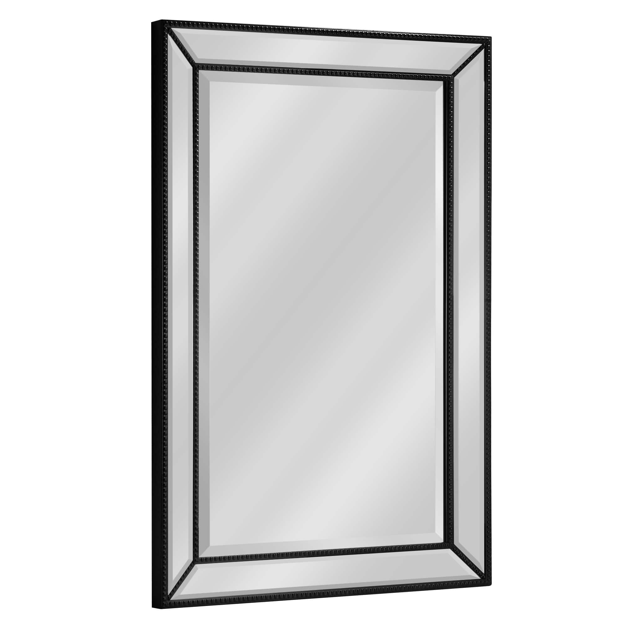 Head West Black Metro Beaded Glass Framed Vanity Mirror - 36" x 24"