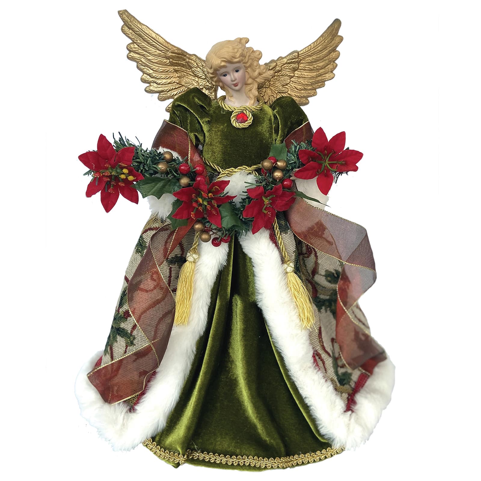 Santa&#x27;s Workshop 16&#x22; Poinsettia Angel Tree Topper