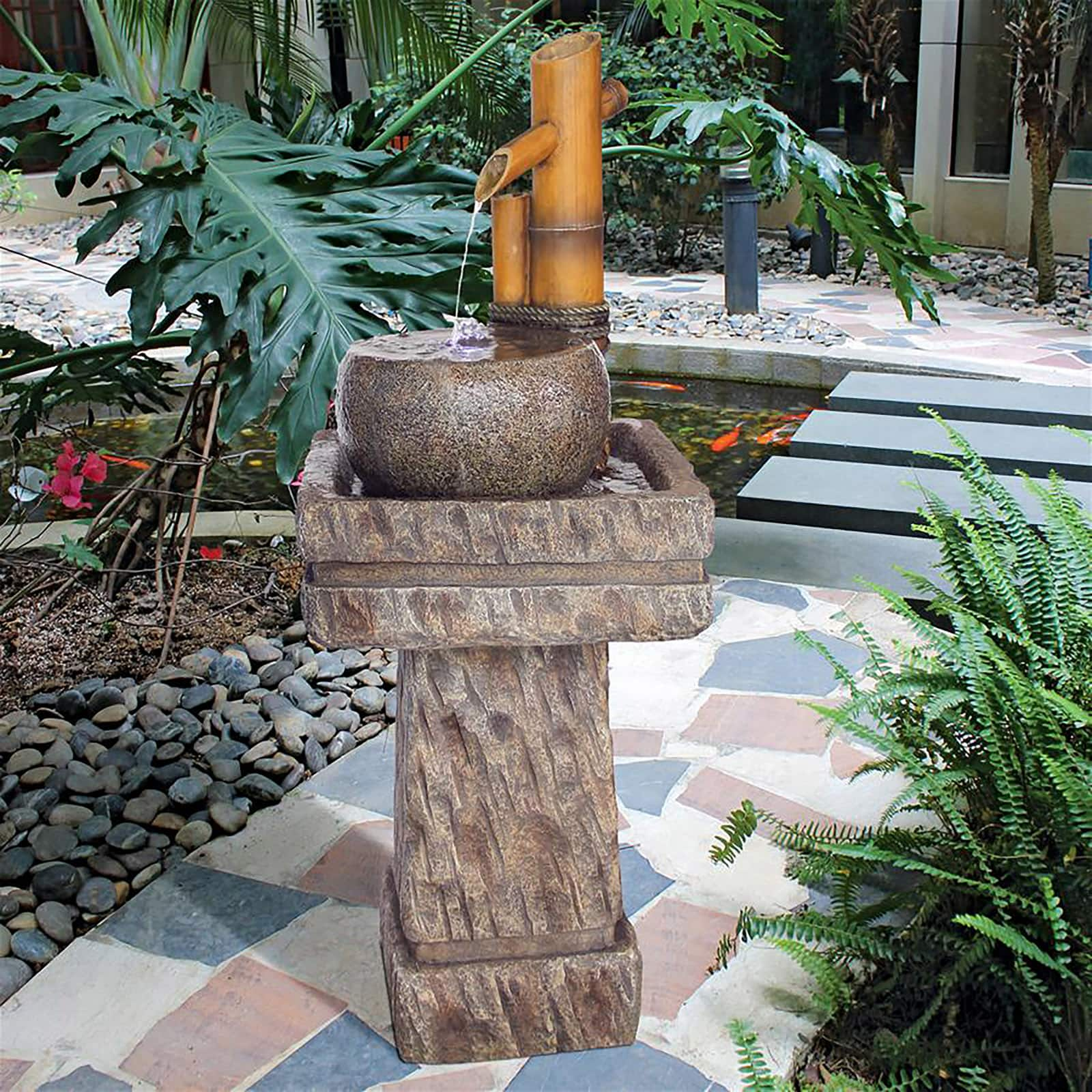 Design Toscano 3.5ft. Bamboo Wellspring Pedestal Garden Fountain