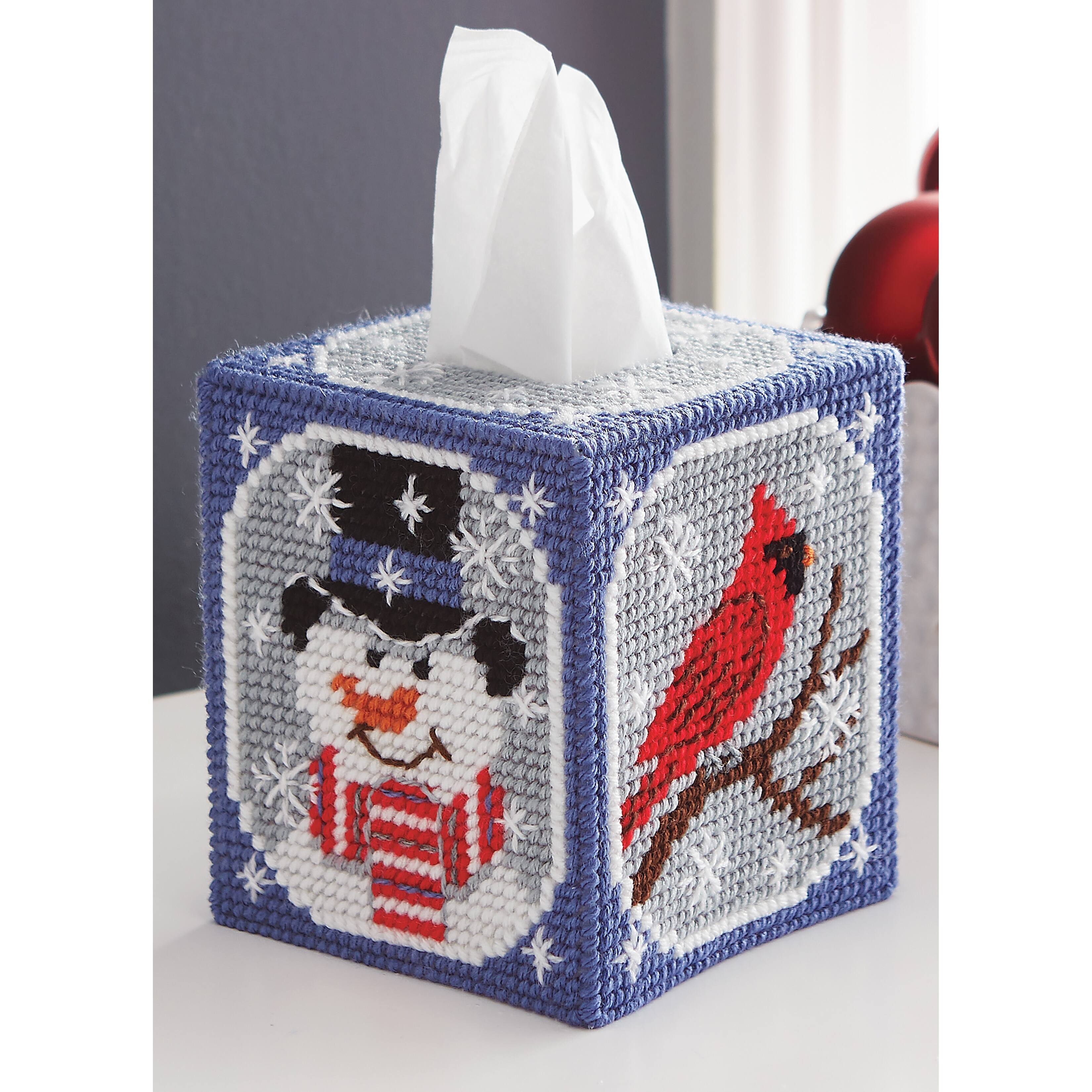 Mary Maxim 5&#x27;&#x27; Let It Snow Plastic Canvas Tissue Box Kit, 7ct.