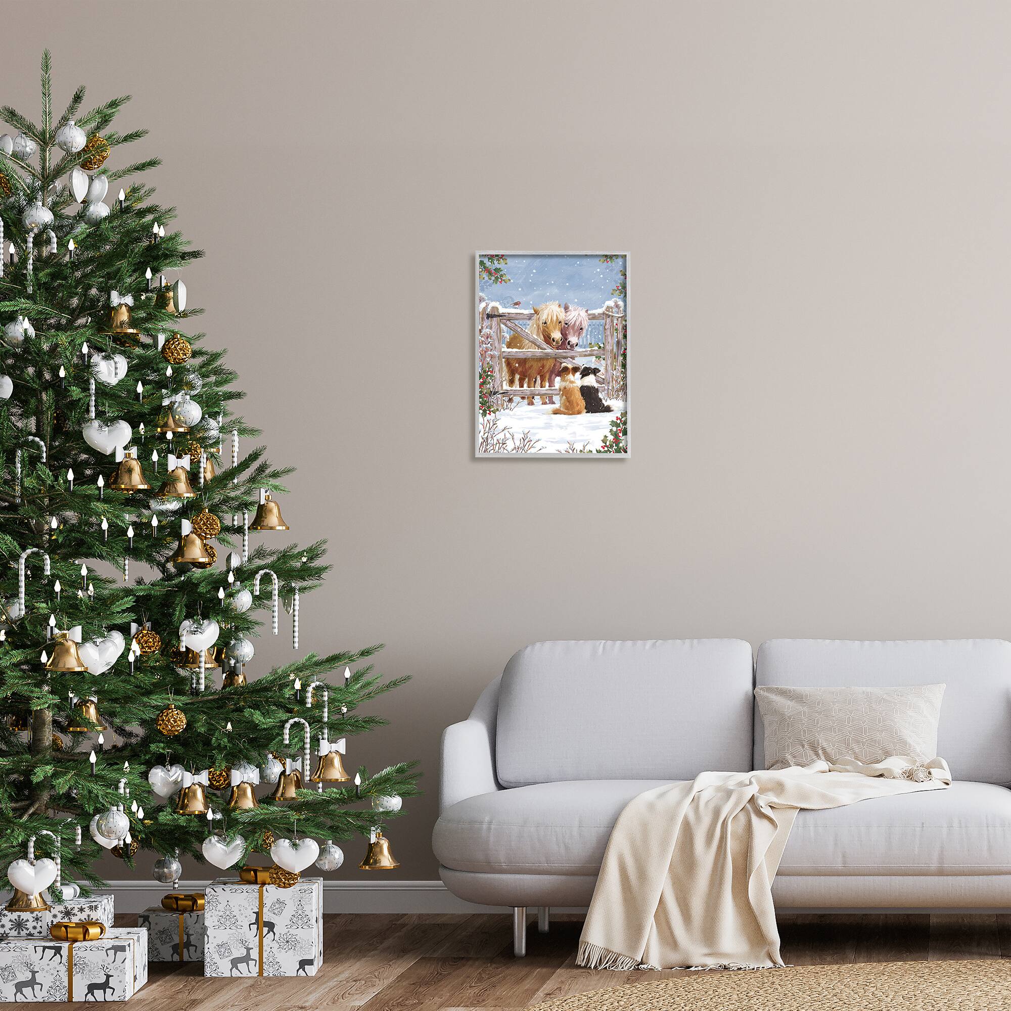 Stupell Industries Ponies &#x26; Dogs Winter Farm Scene Framed Giclee Art