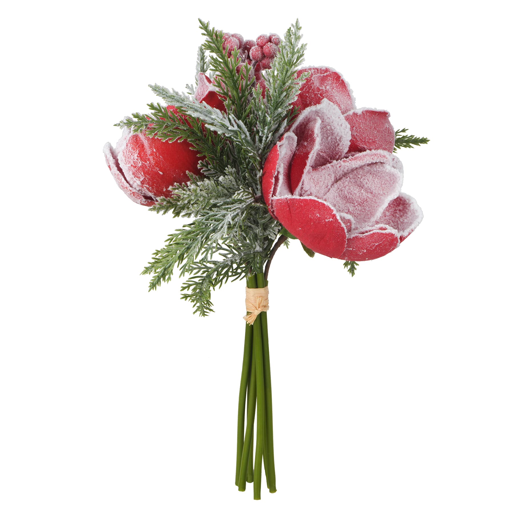 13&#x22; Snowy Red Magnolia, Pine &#x26; Berry Bouquet by Ashland&#xAE;
