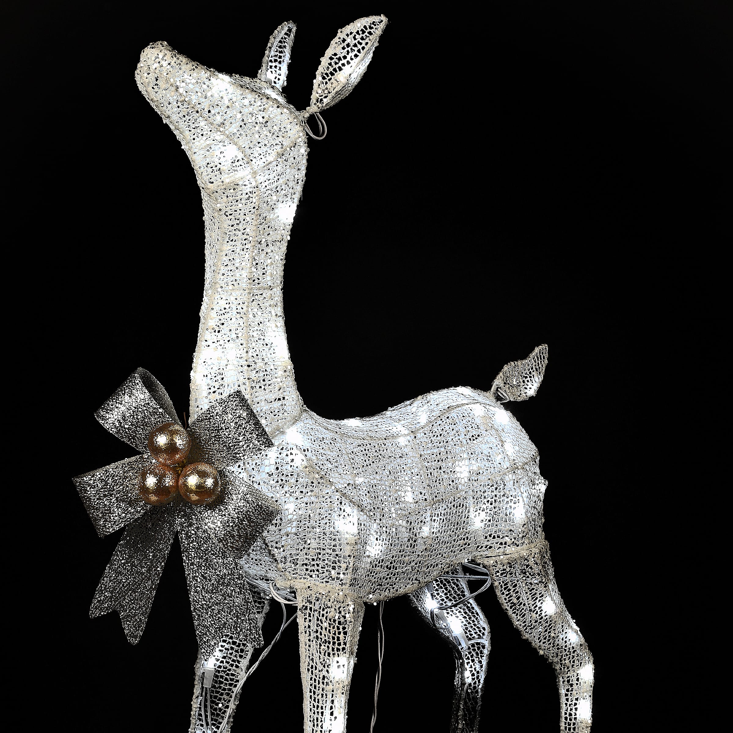 36&#x22; Pre-Lit Glittered Fawn