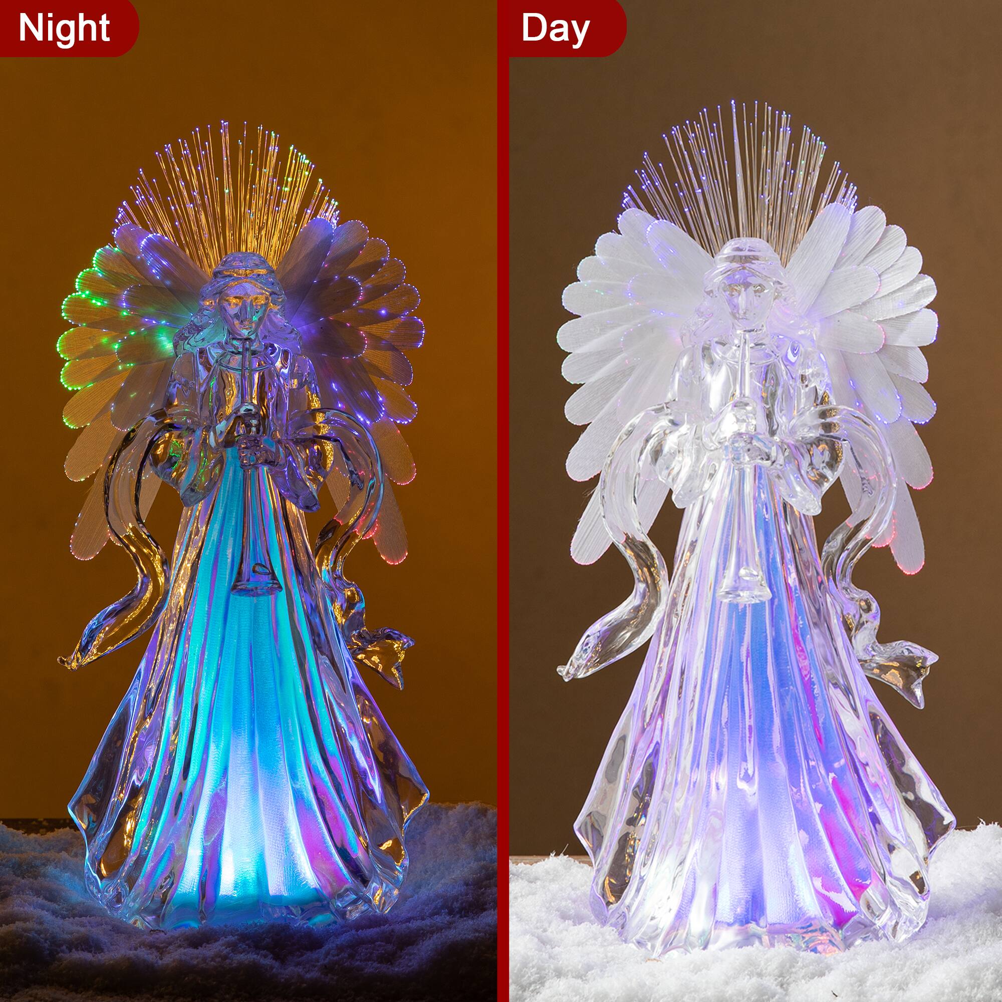 Glitzhome&#xAE; 12&#x22; Acrylic Lighted Tabletop Angel Figurine