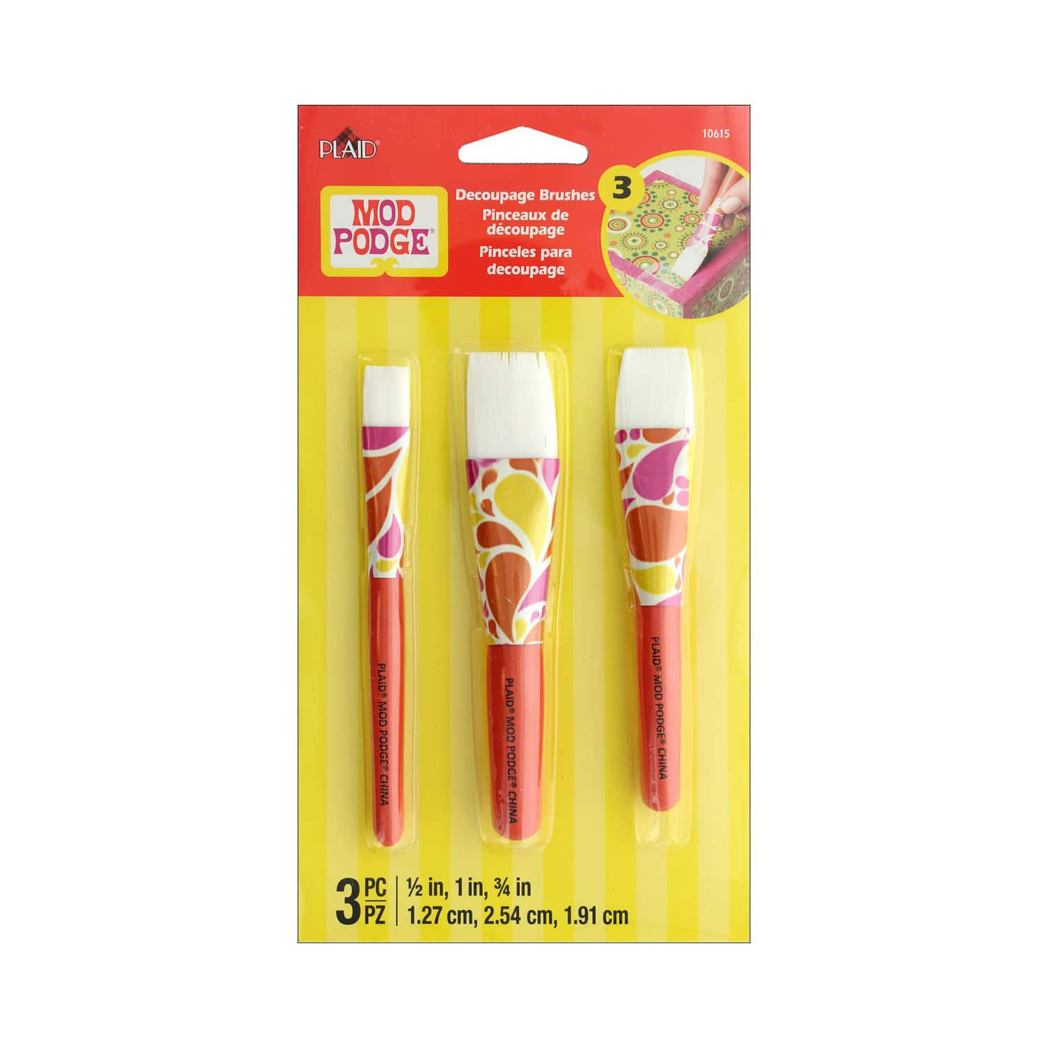 Plaid Mod Podge Tools Decoupage Brush Set 3pc