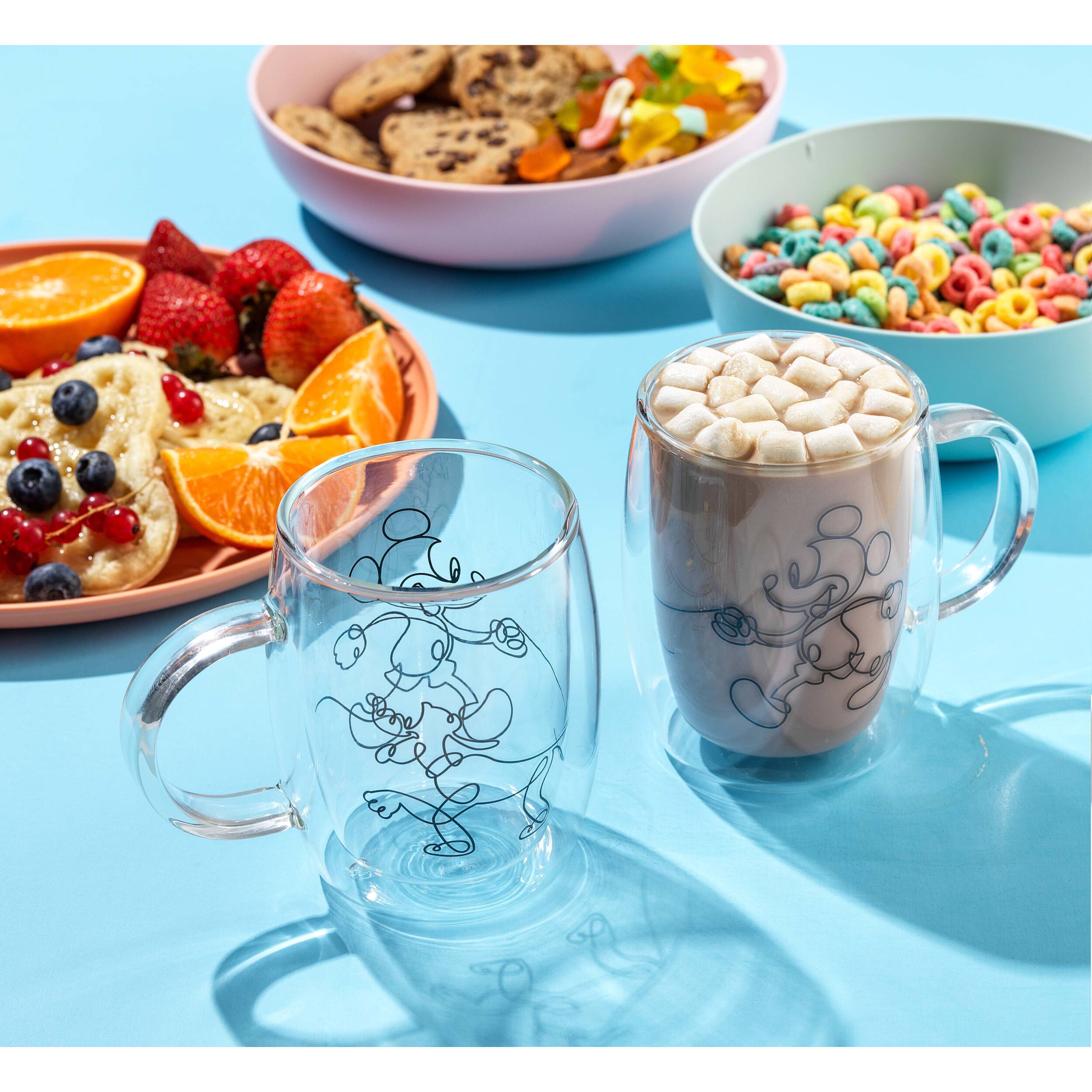 JoyJolt® Disney® 13.5oz. Mickey & Pluto Aroma Glass Mugs, 2ct.