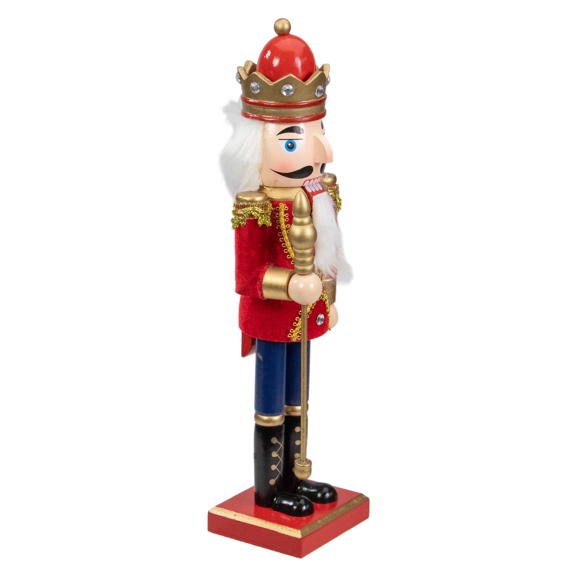 14" Wooden Nutcracker King with Scepter