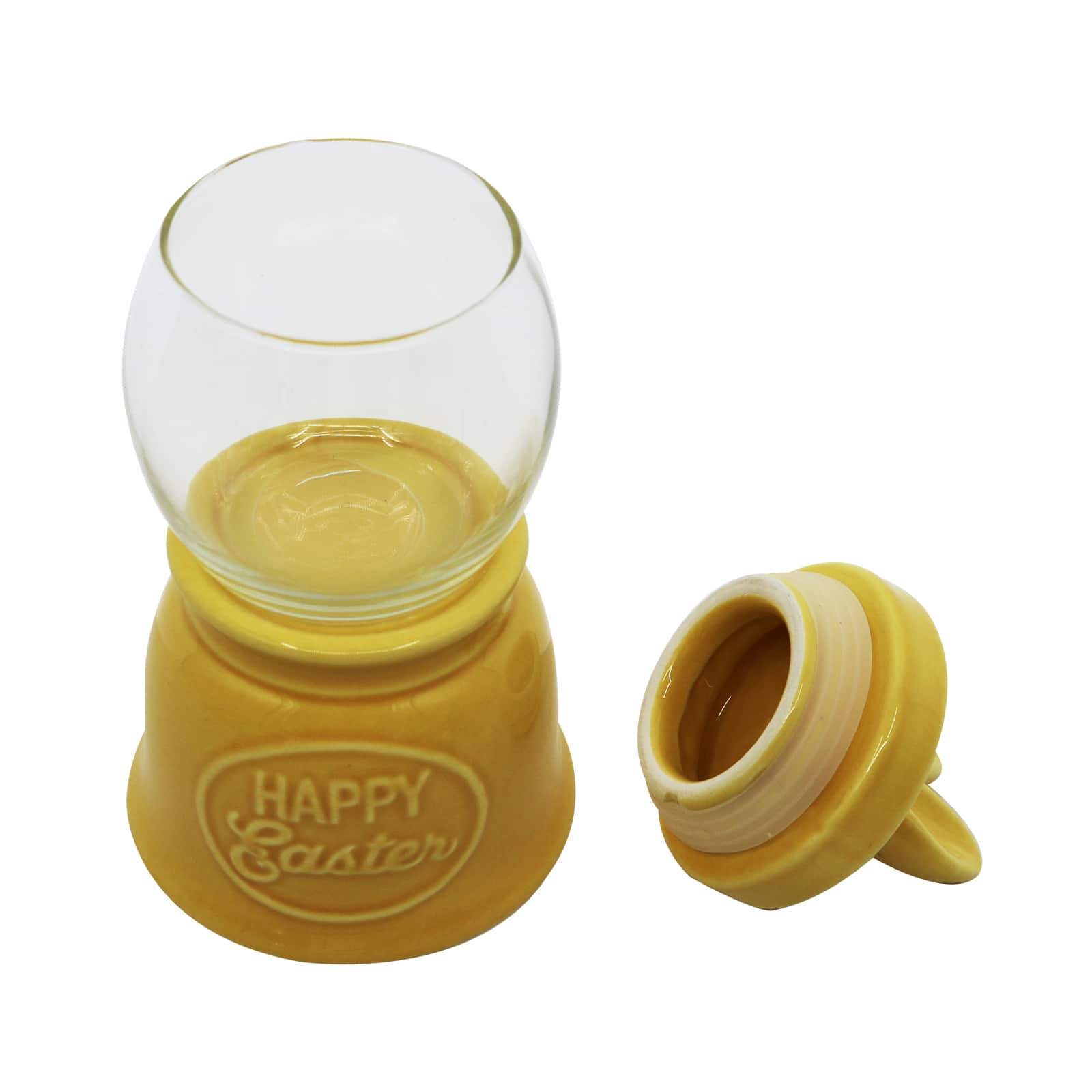 7.5&#x22; Yellow Bunny Glass &#x26; Ceramic Candy Container by Ashland&#xAE;