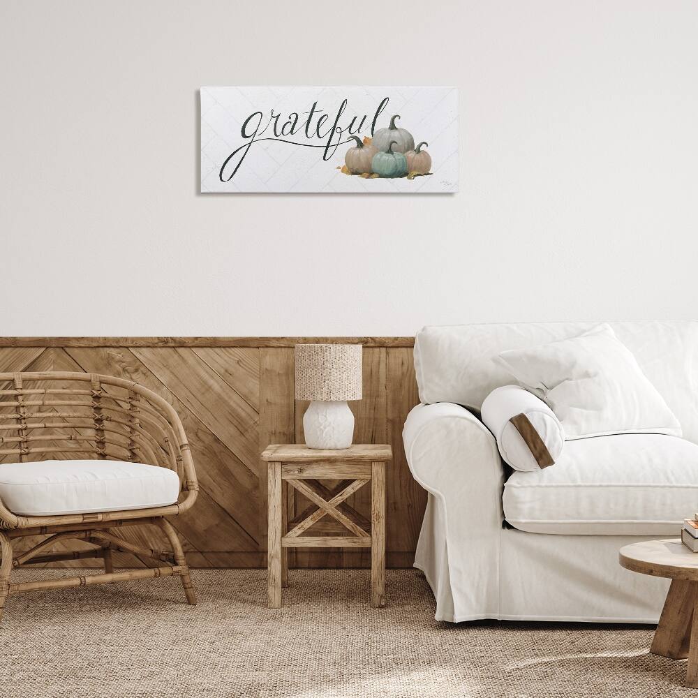 Stupell Industries Grateful with Pumpkins Canvas Wall Art