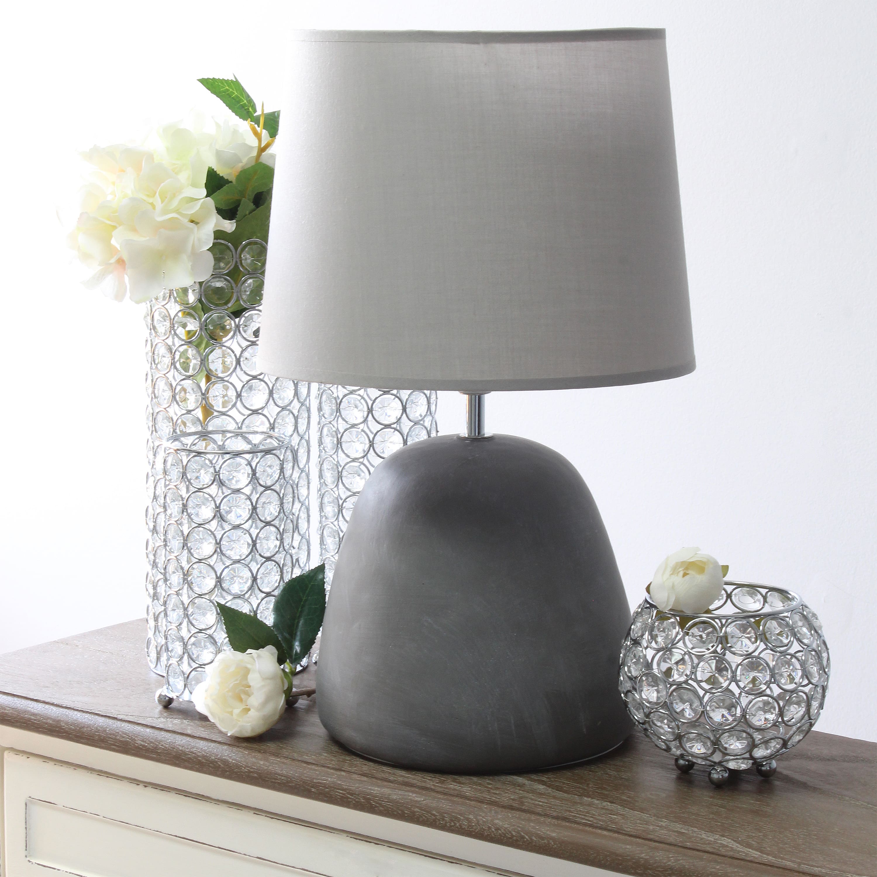 Simple Designs&#x2122; 17&#x22; Round Concrete Table Lamp