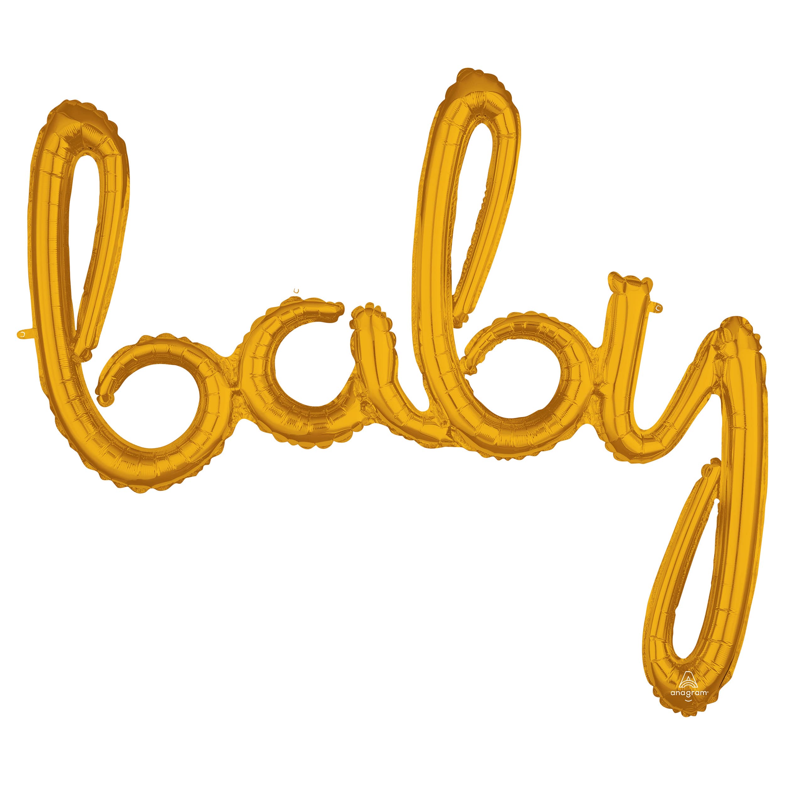 39&#x22; x 33&#x22; Gold Script Baby Shaped Foil Balloon