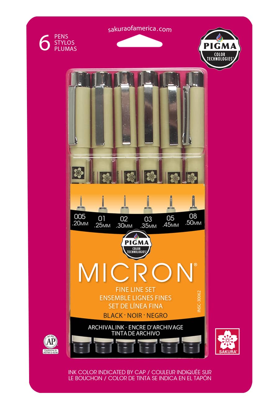 6 Packs: 6 ct. (36 total) Pigma&#xAE; Micron&#x2122; Black Fine Line Pen Set