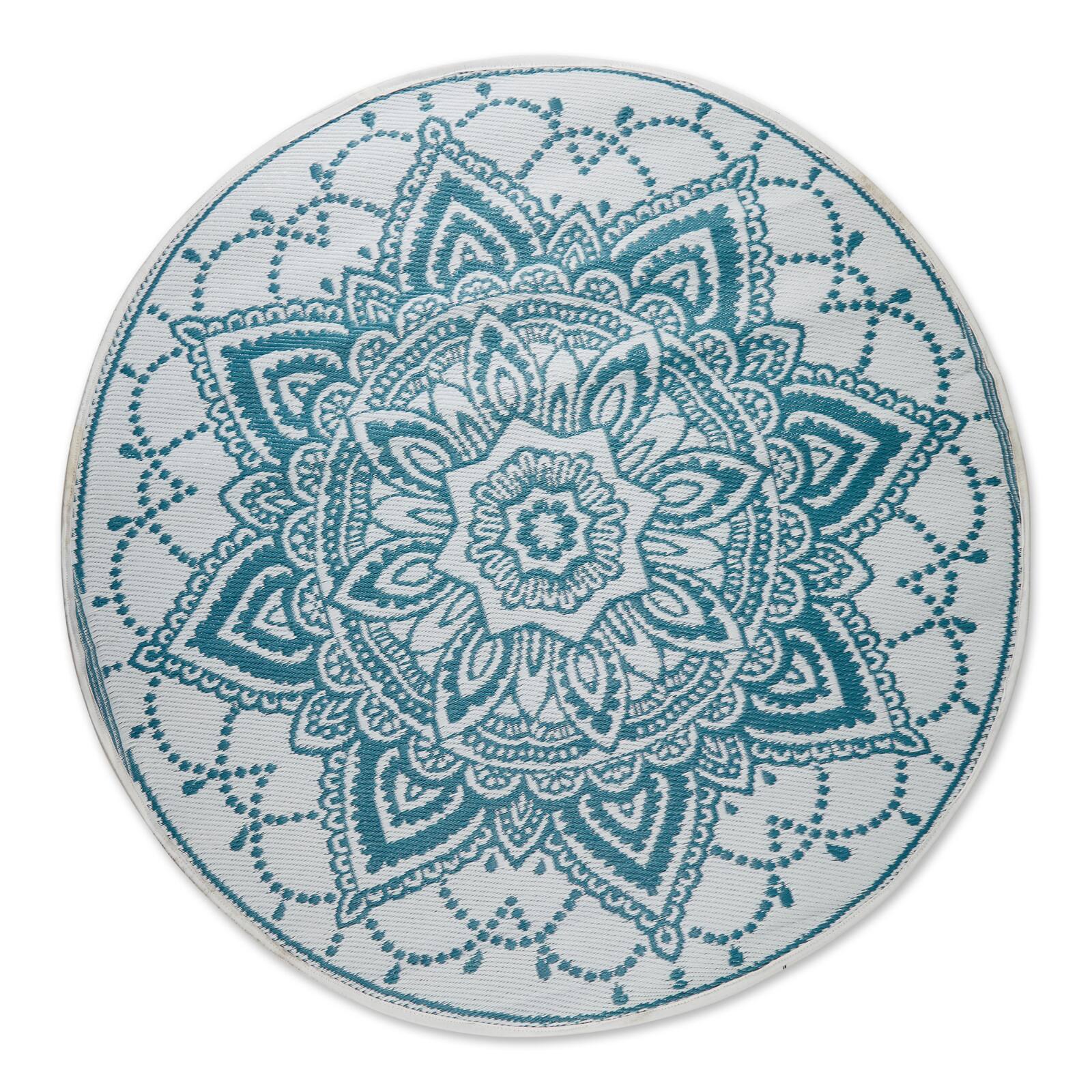 DII&#xAE; Storm Blue Round Boho Floral Outdoor Rug, 5ft.