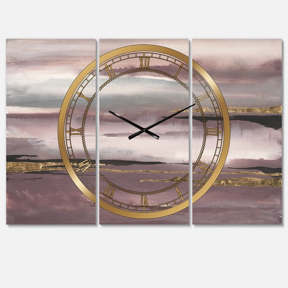 Designart Purple Glam Storm I Multipanel Wall Clock