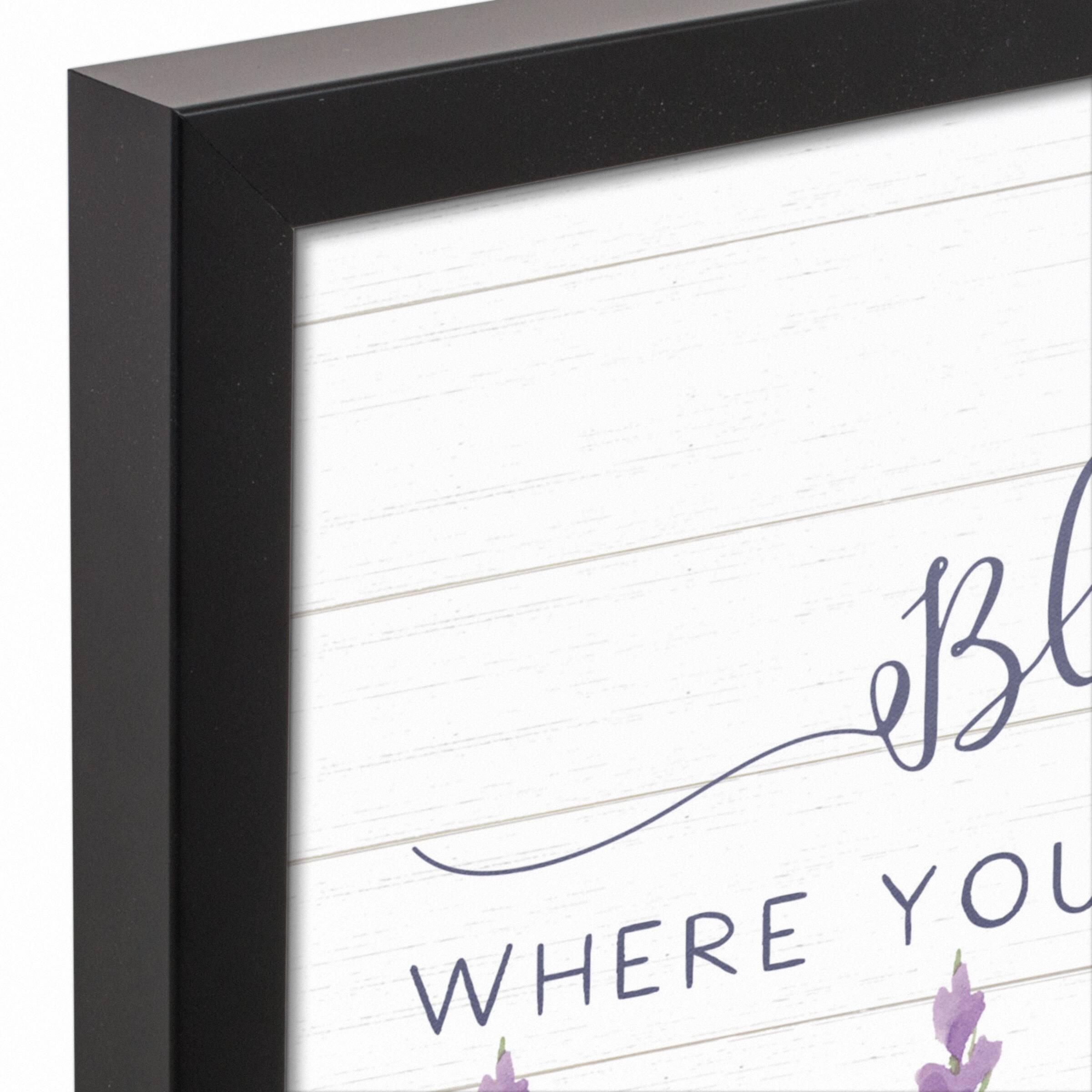 Bloom Where Planted Lavendar 11" x 14" Black Floating Framed Canvas