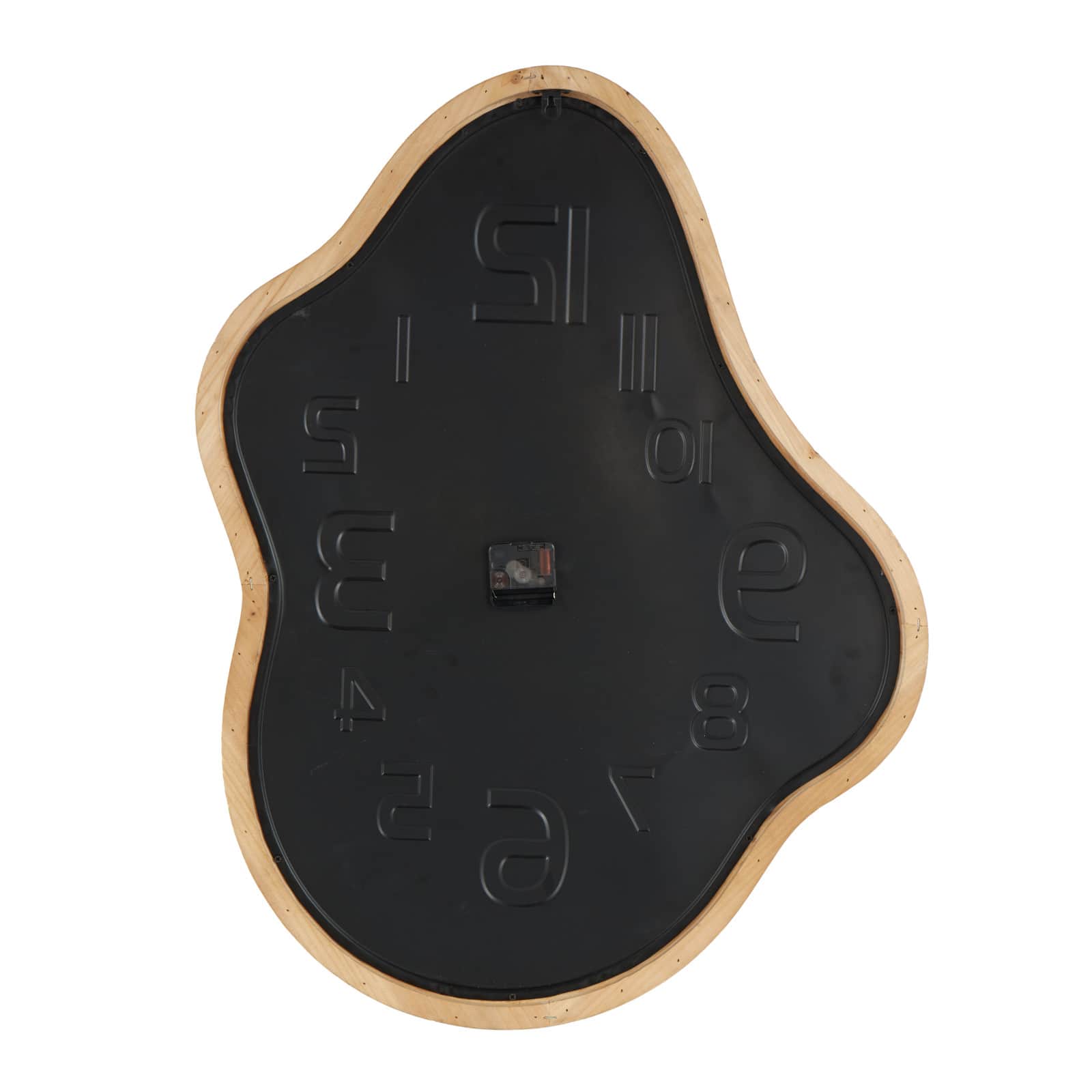 25" x 32" Black Metal Wavy Decorative Wall Clock with Brown Frame & White Accents