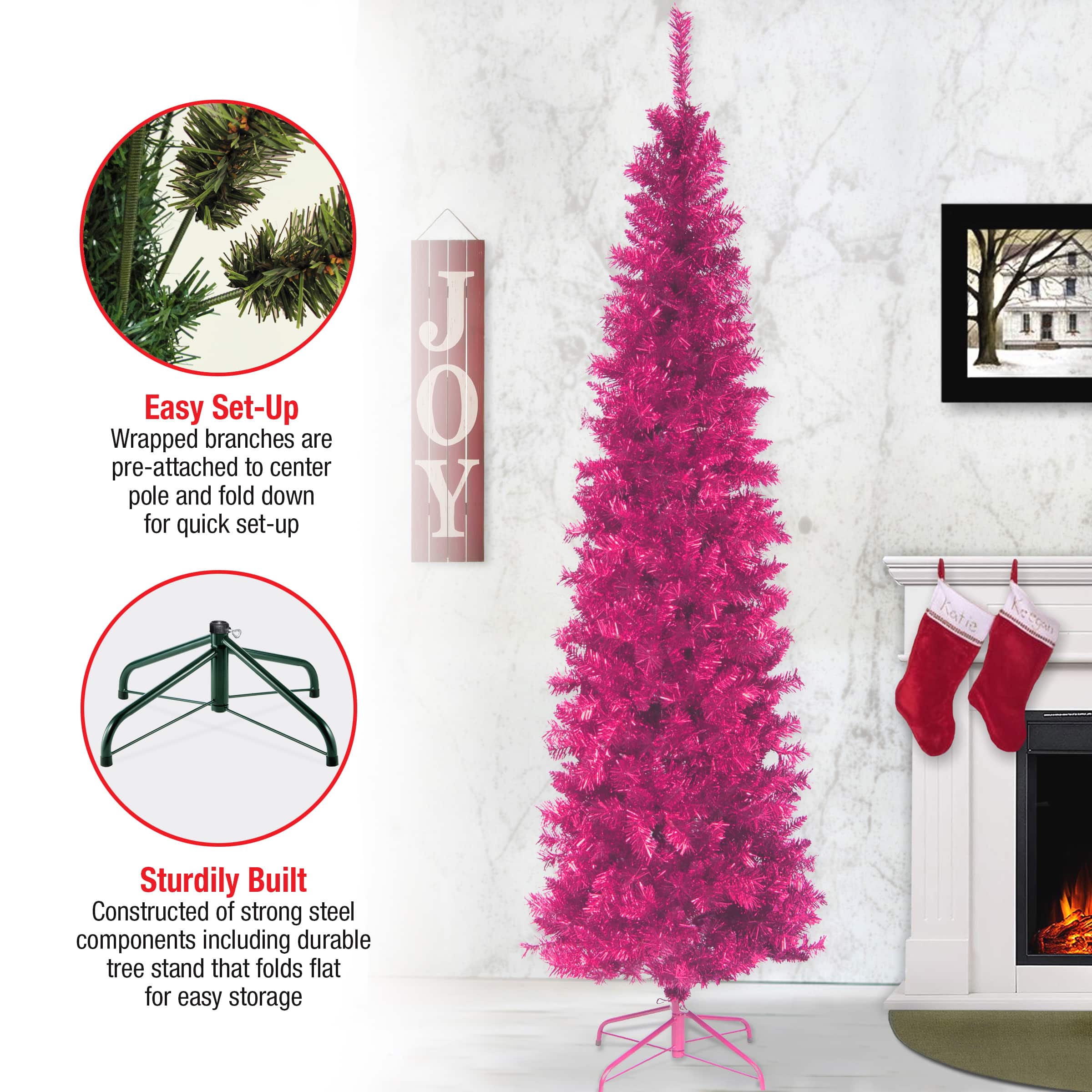 7ft. Unlit Tinsel Artificial Christmas Tree