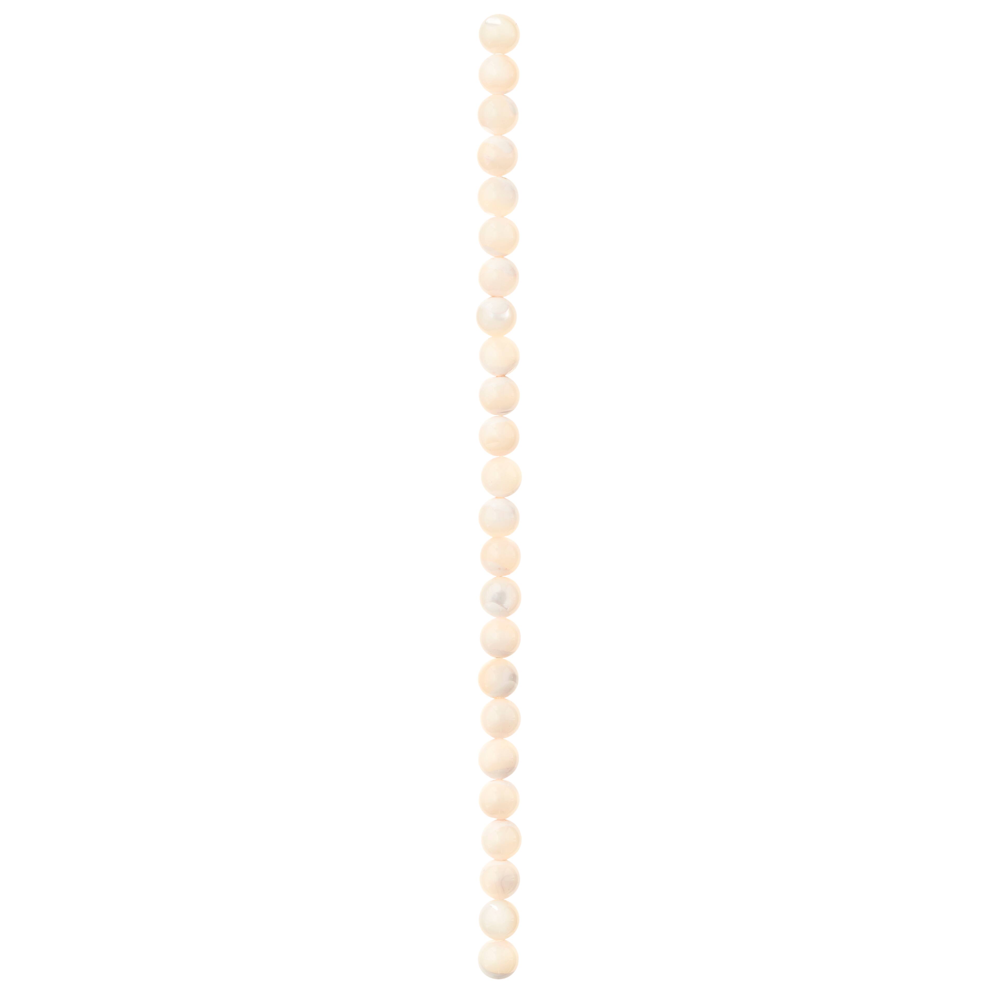 7mm Light Pink Mother of Pearl Round Beads by Bead Landing&#x2122;