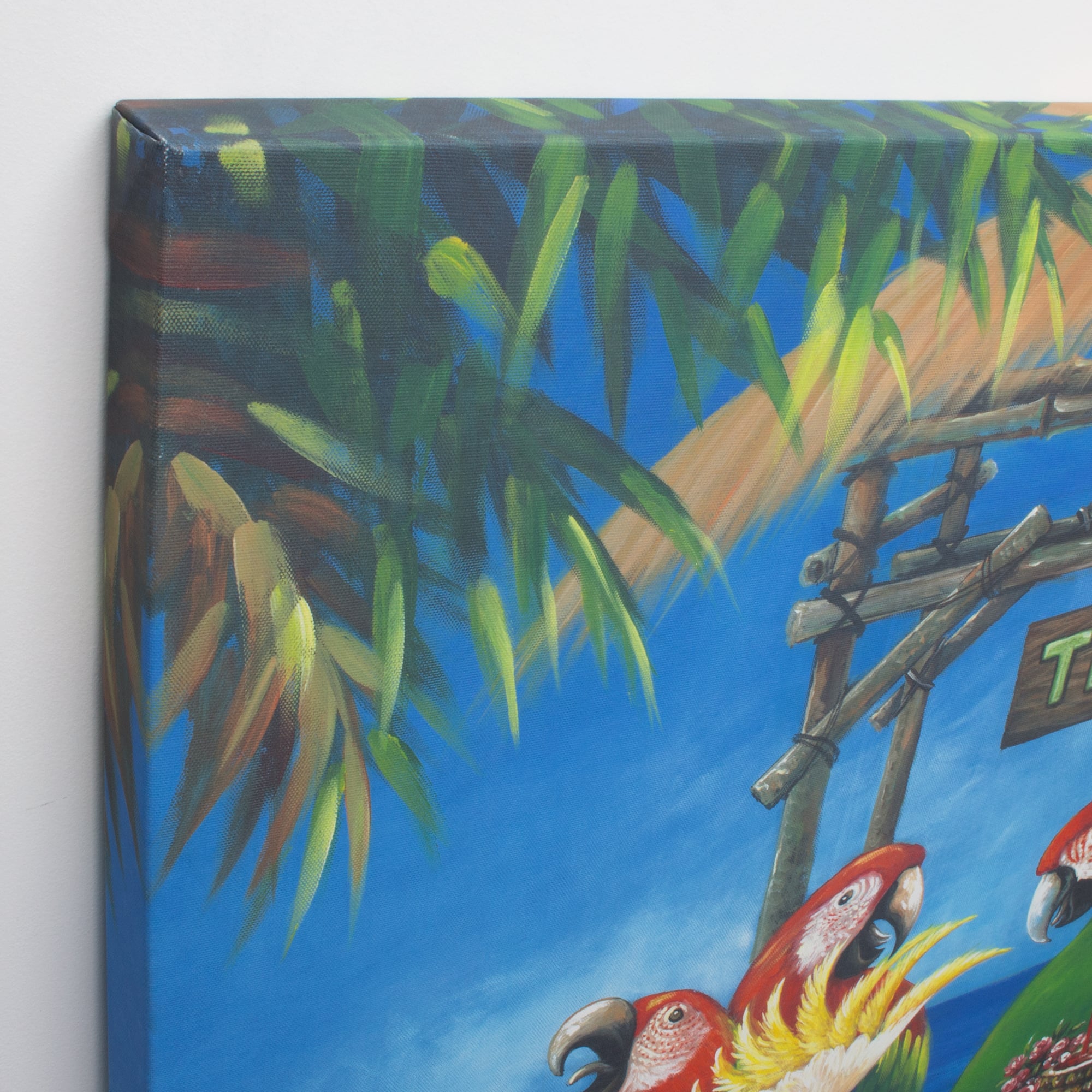 Tiki Birds Outdoor Canvas Art Print - 35&#x22;x35&#x22;