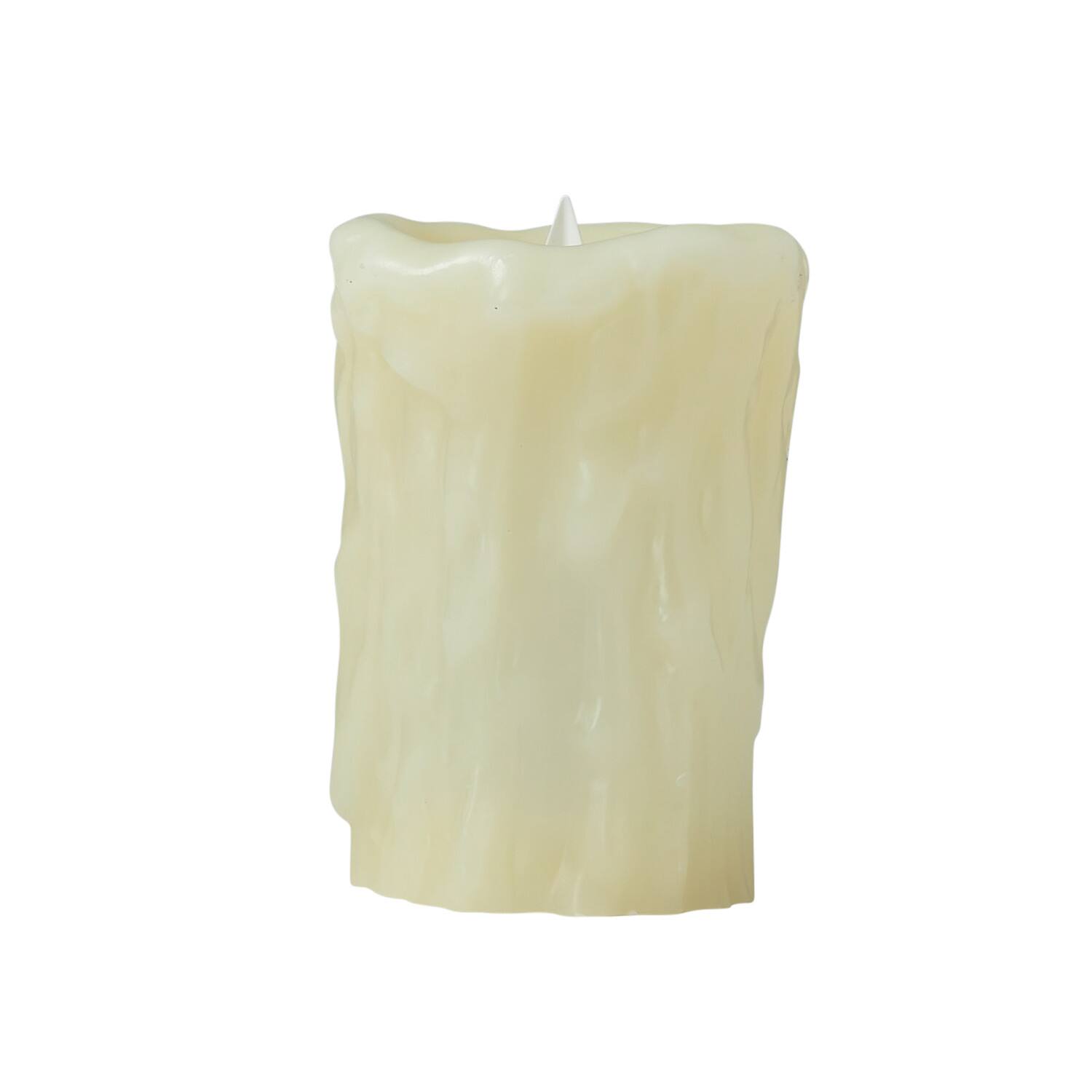 Hello Honey® 5" Ivory Pillar LED Candle with Embossed Faux Melted Wax