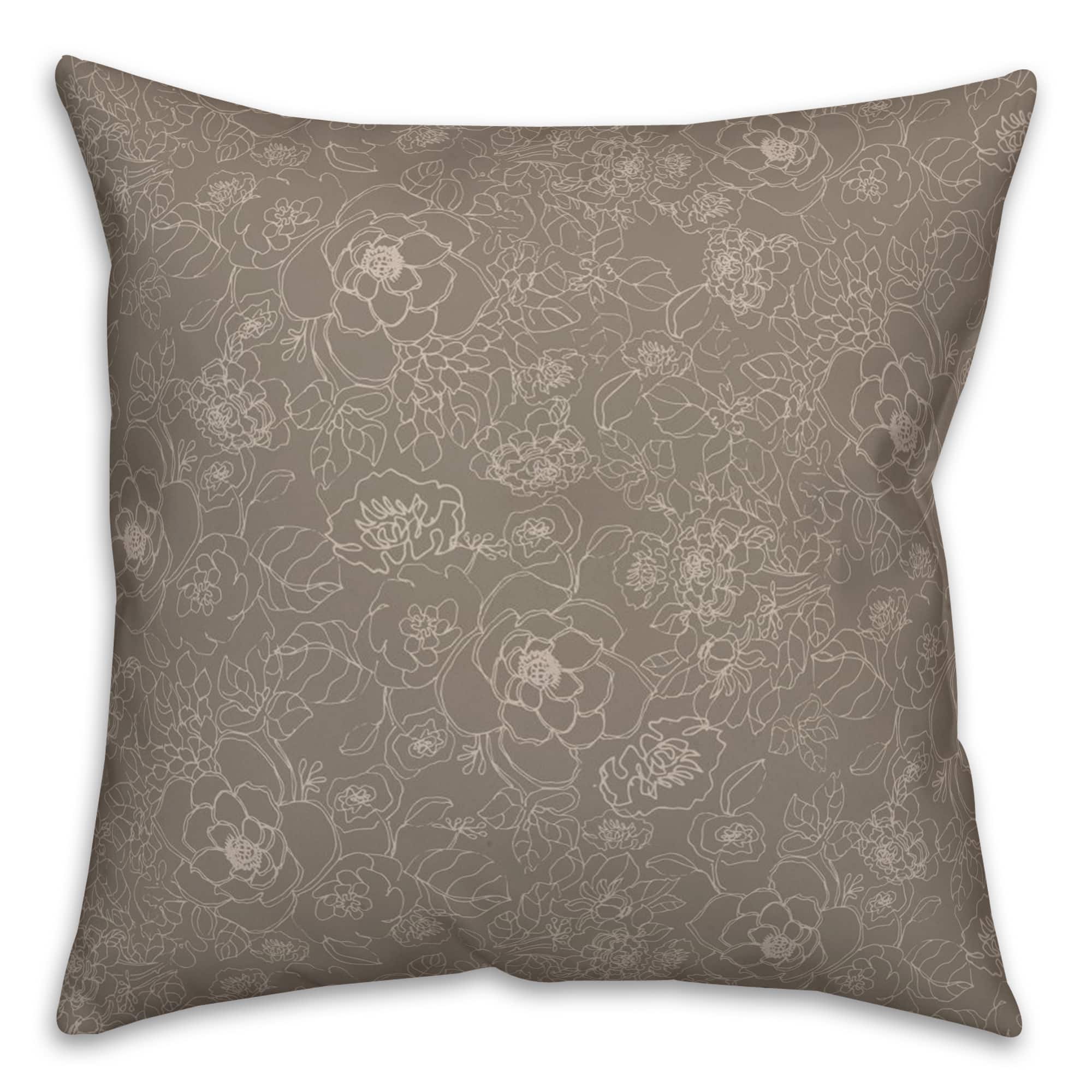 Line Floral Throw Pillow