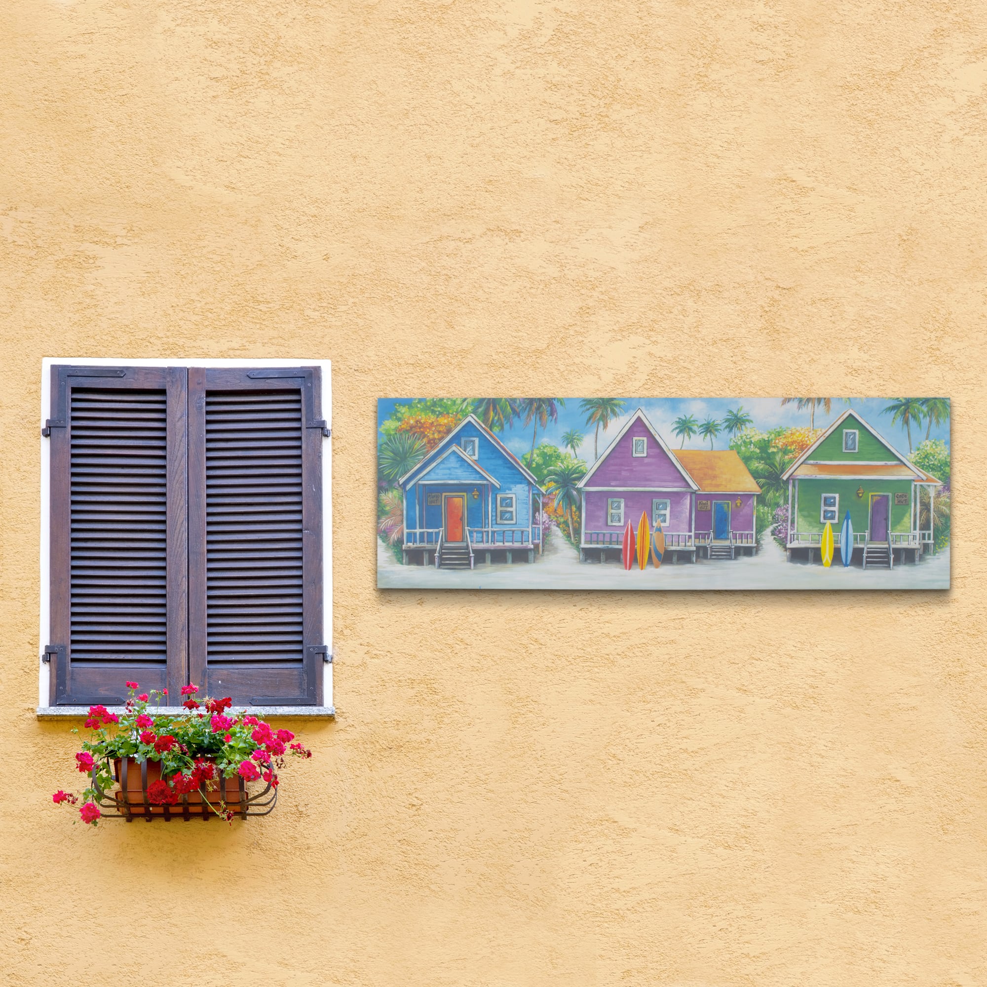 Coastal Cabins Crop Outdoor Canvas Art Print - 16"x48"