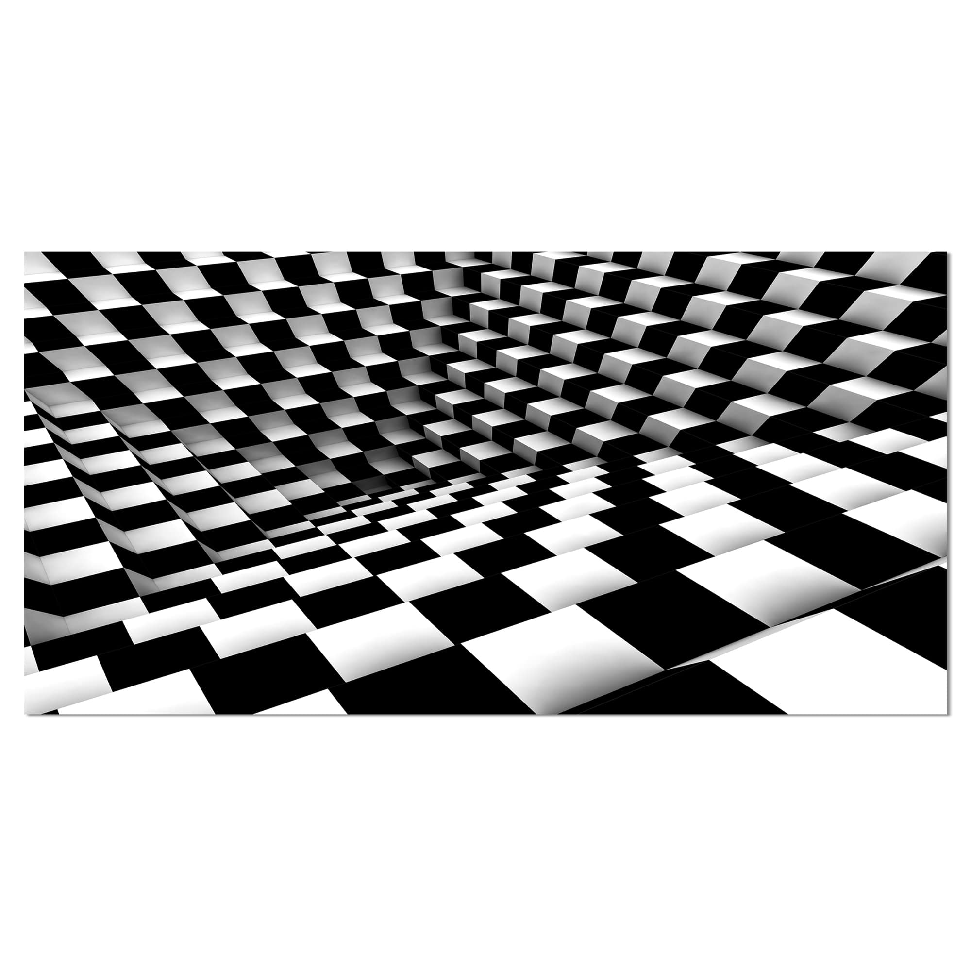 Designart - Optical Black and White Pattern - Abstract Canvas Art Print