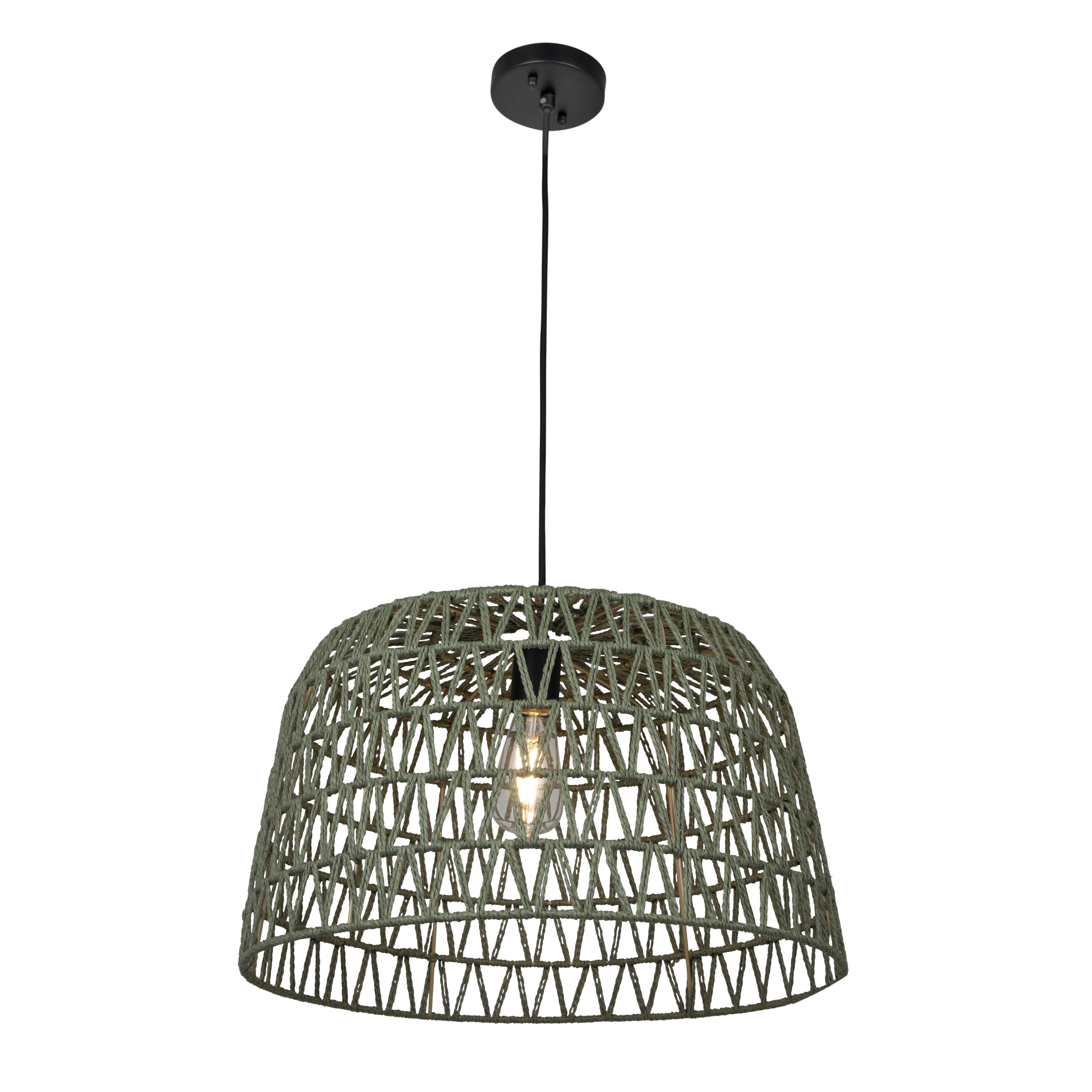Hello Honey® 19.5" Boho Open Weave Metal and Paper Rope Ceiling Light