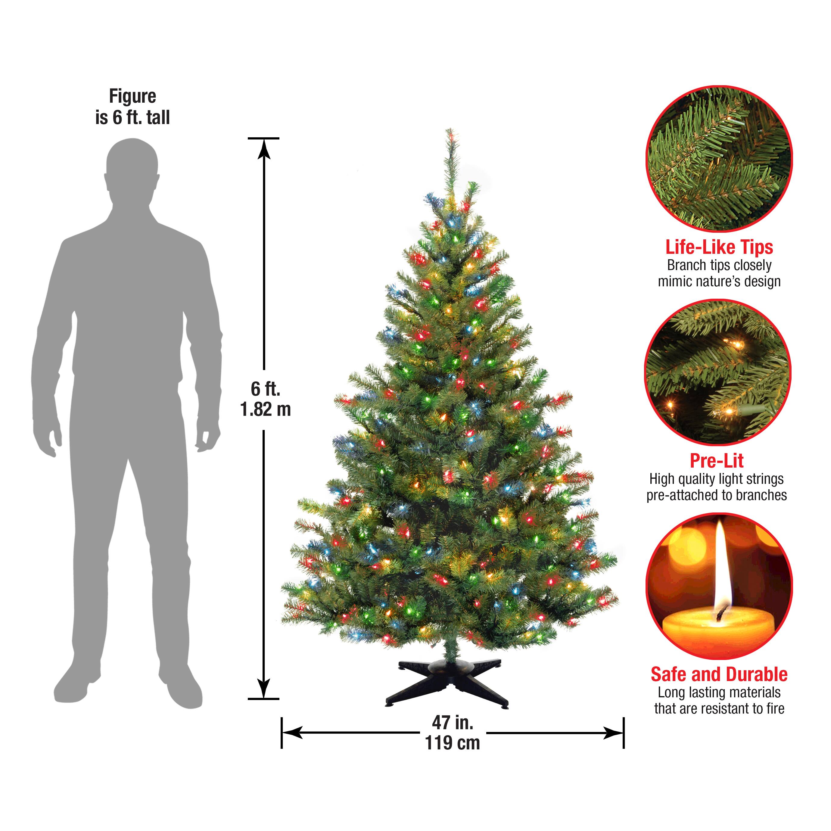 6ft. Pre-Lit Kincaid Spruce Artificial Christmas Tree, Multicolor Lights