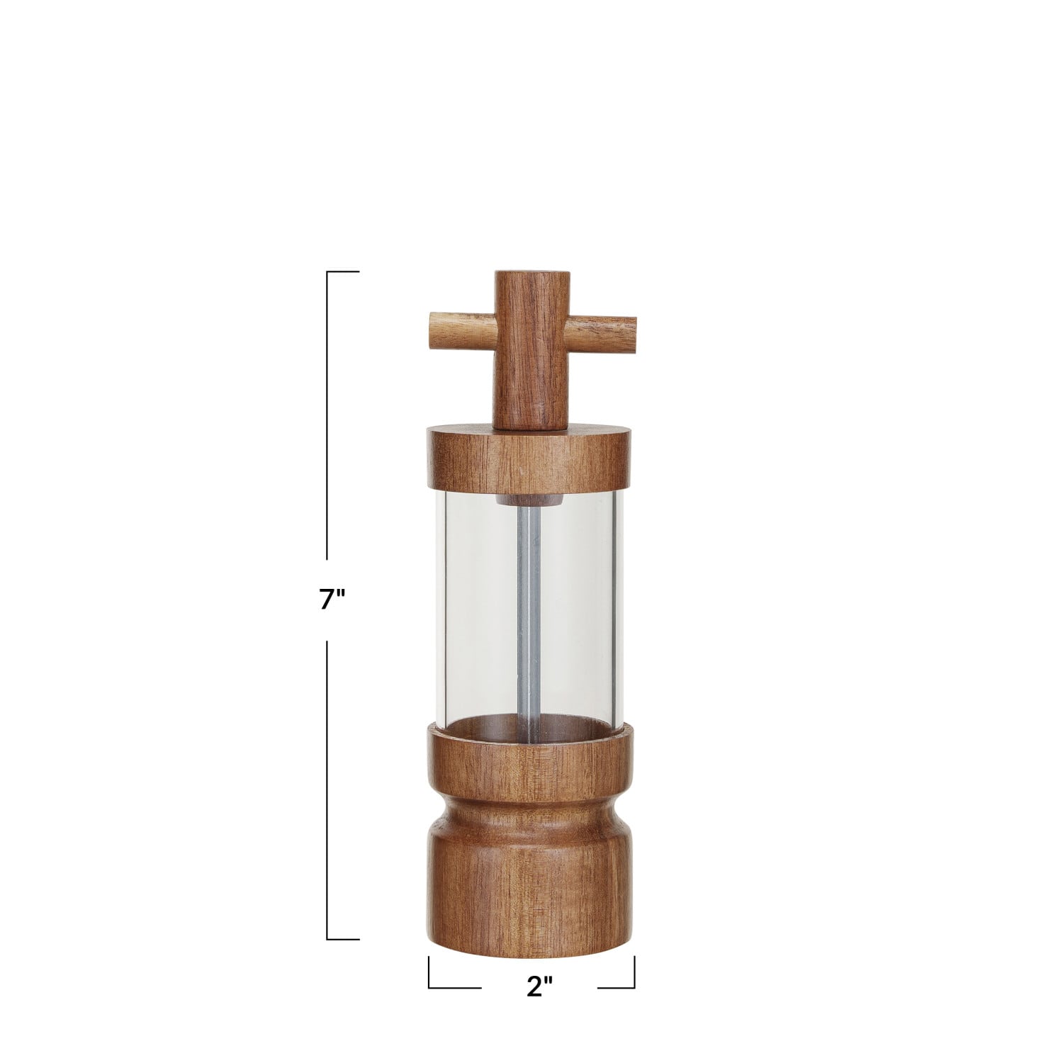 7&#x22; Natural Acacia Wood &#x26; Acrylic Salt &#x26; Pepper Mill