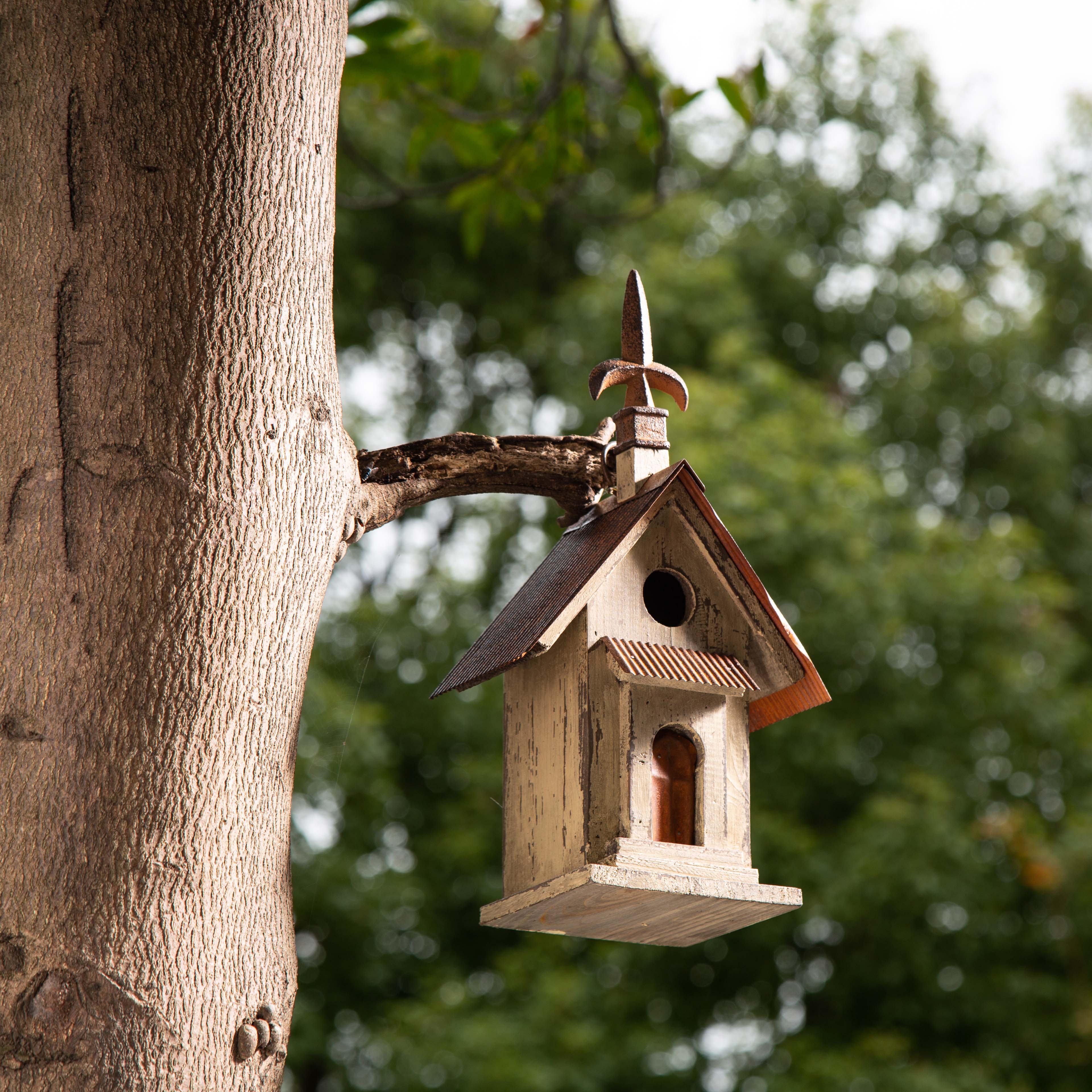 Glitzhome&#xAE; Tall Distressed Wood Church Bird House