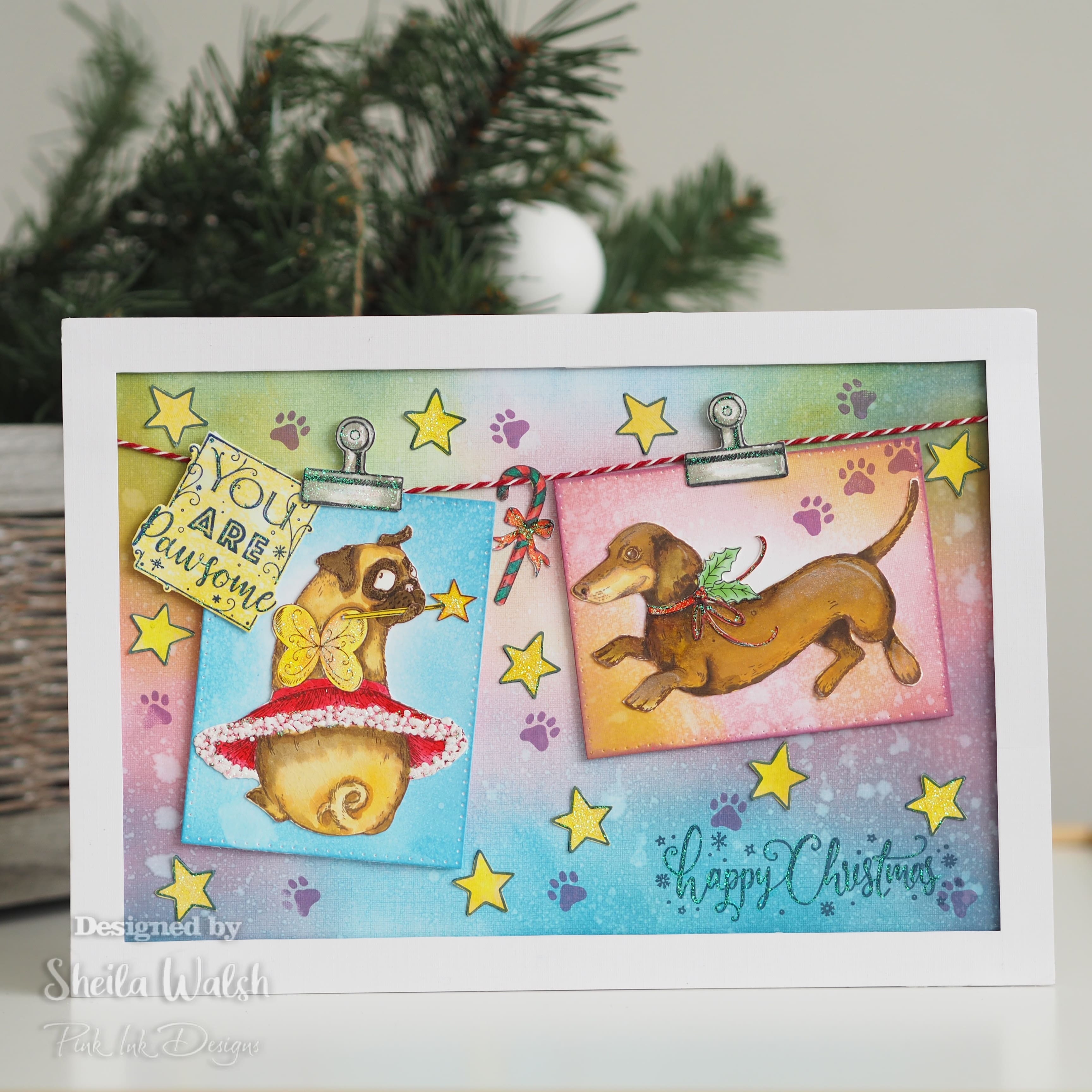 Pink Ink Designs&#xAE; Christmas Series Pawsome Pooch A5 Clear Stamp Set