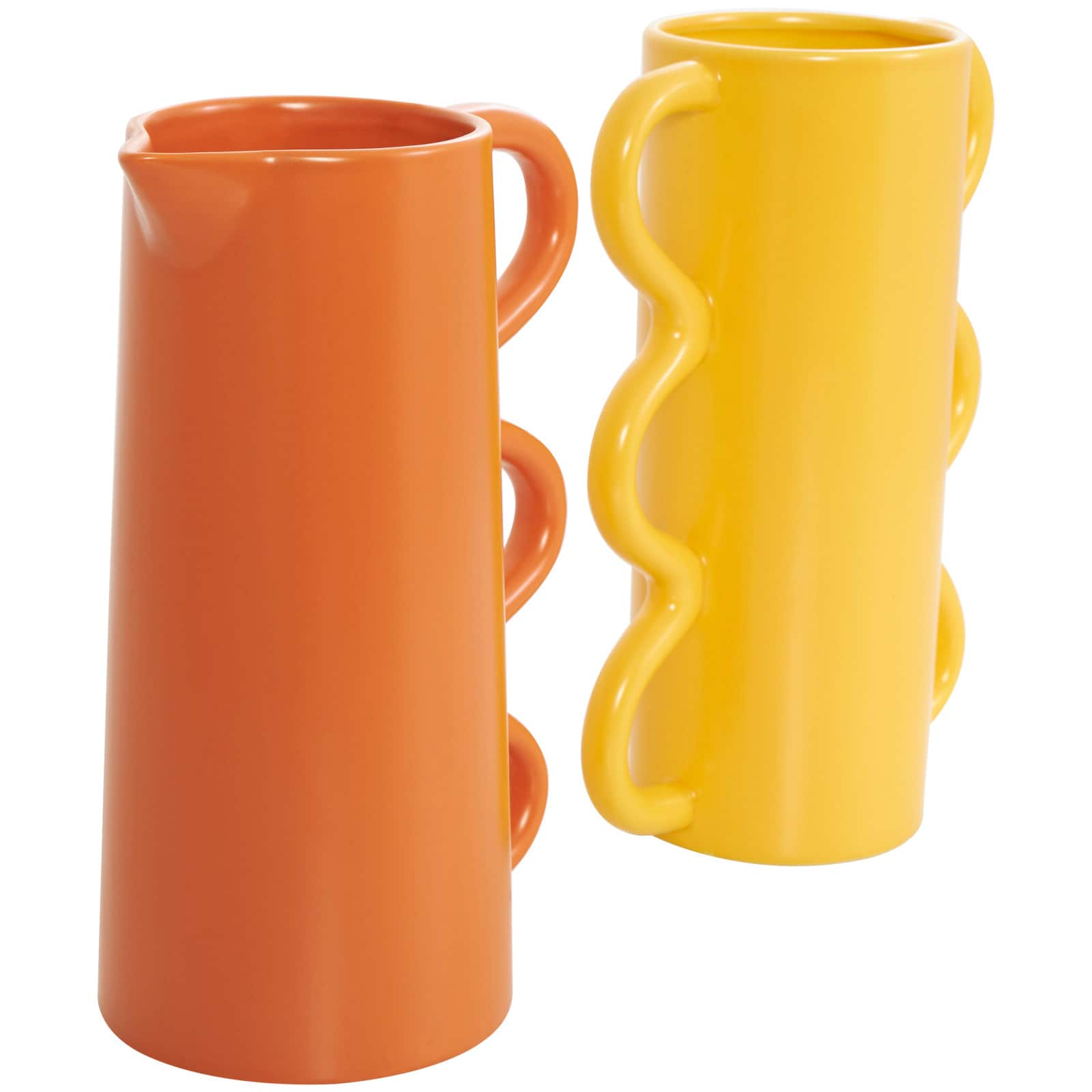 CosmoLiving by Cosmopolitan Bright Ceramic Wavy Handle Vase Set